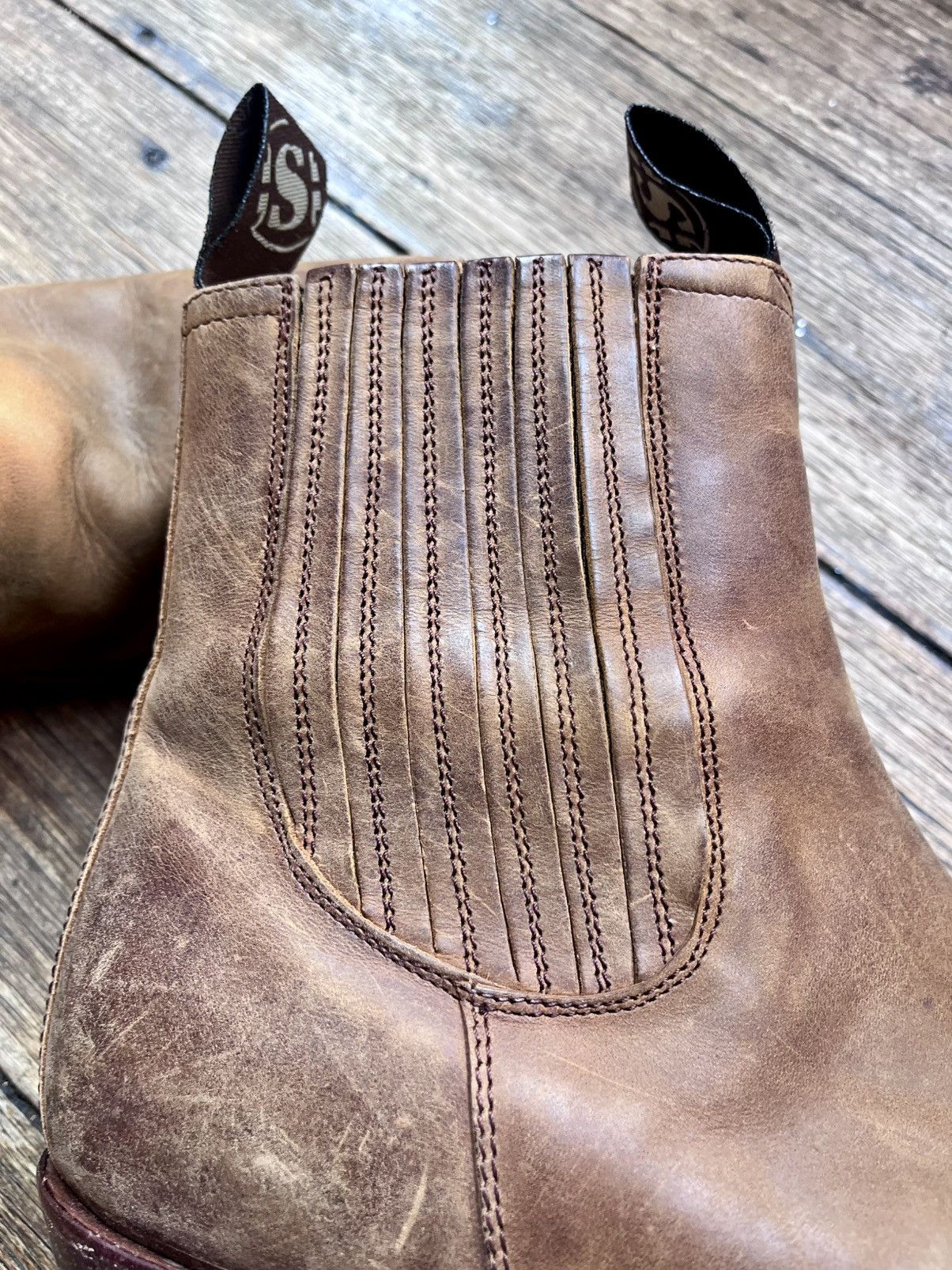 Sendra Sendra Handmade Waxed Leather Western Chelsea Boots Spain Size US 9 / EU 42 - 6 Thumbnail