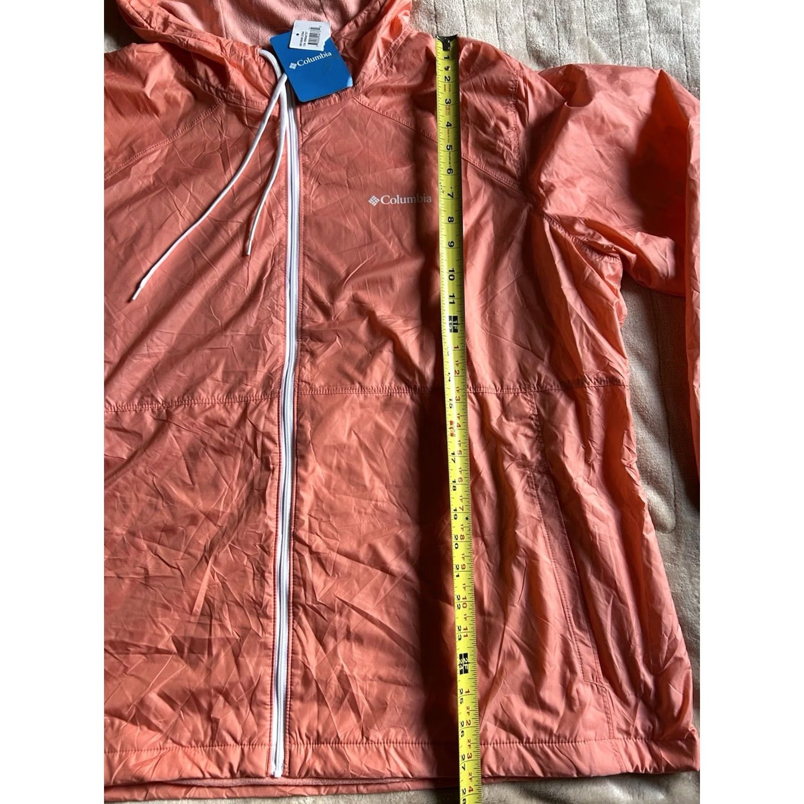 Vintage NWT Columbia Flash Challenger Windbreaker Women's 2XL Salmon Lightweight Hooded Full Zip Short/ Mid-Length Jacket Size XXL / US 16-18 / IT 52-54 - 7 Thumbnail
