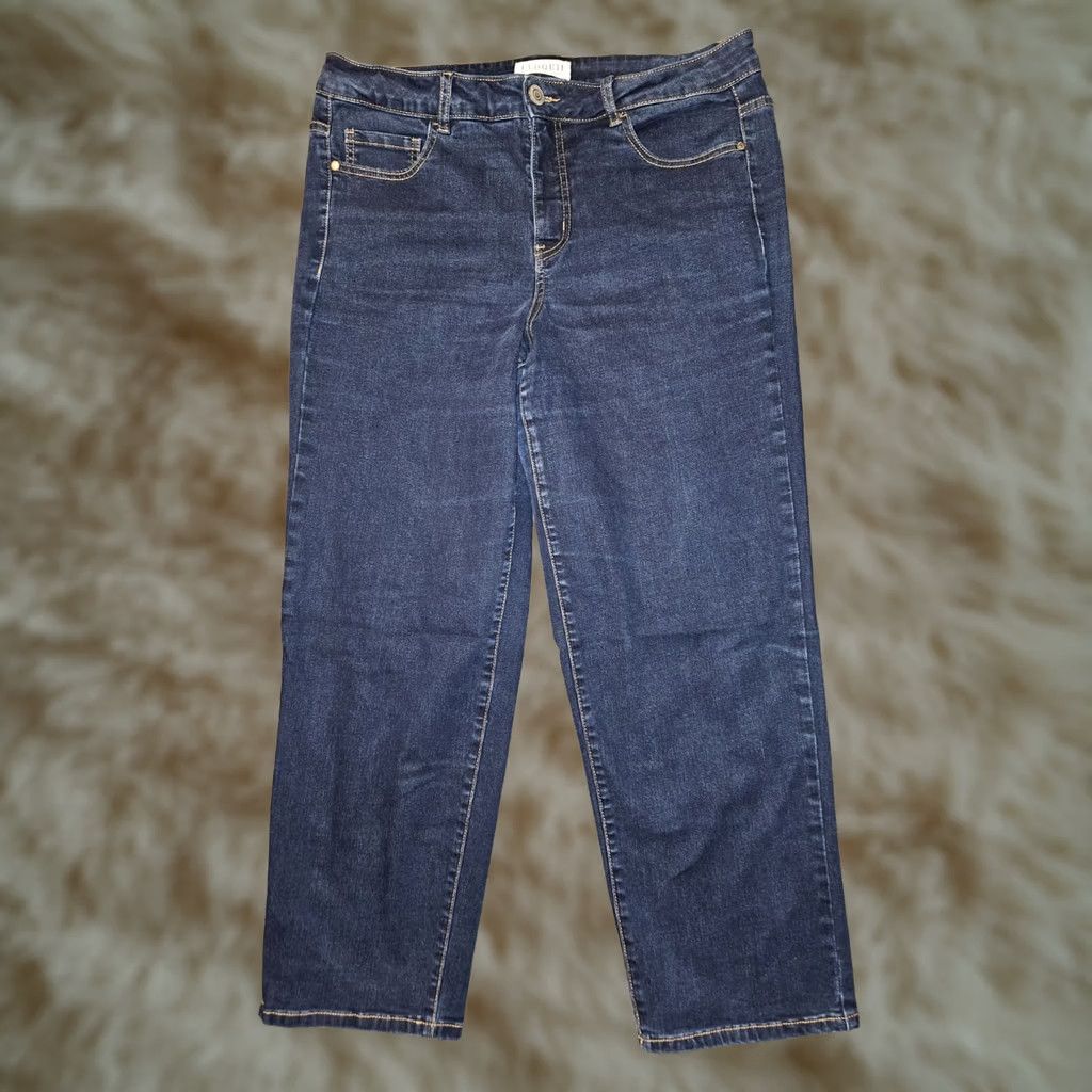Vintage VINTAGE Eloquii Ankle Jeans Women's 14 Straight High Rise Blue Stretch Casual Preppy Mens? Size 36" / US 14 / IT 50 - 1 Thumbnail
