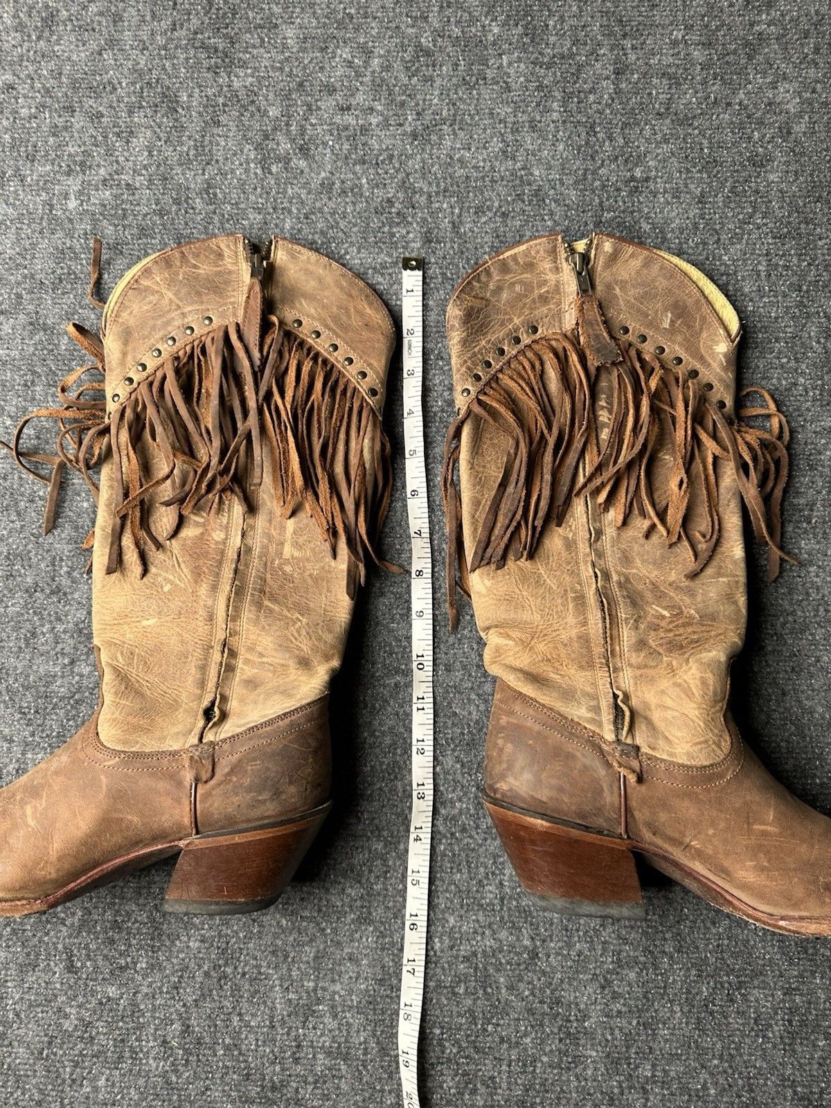 Tony Lama Womens Leather Tony Lama Fringe Western Cowboy, Size US 7.5B Size US 7.5 / IT 37.5 - 6 Thumbnail