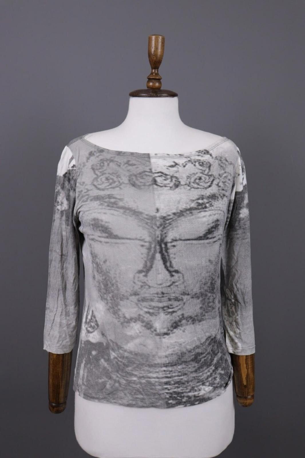 Designer Sarah Pacini Gray Printed Top Shirt One Size Size ONE SIZE - 1 Thumbnail