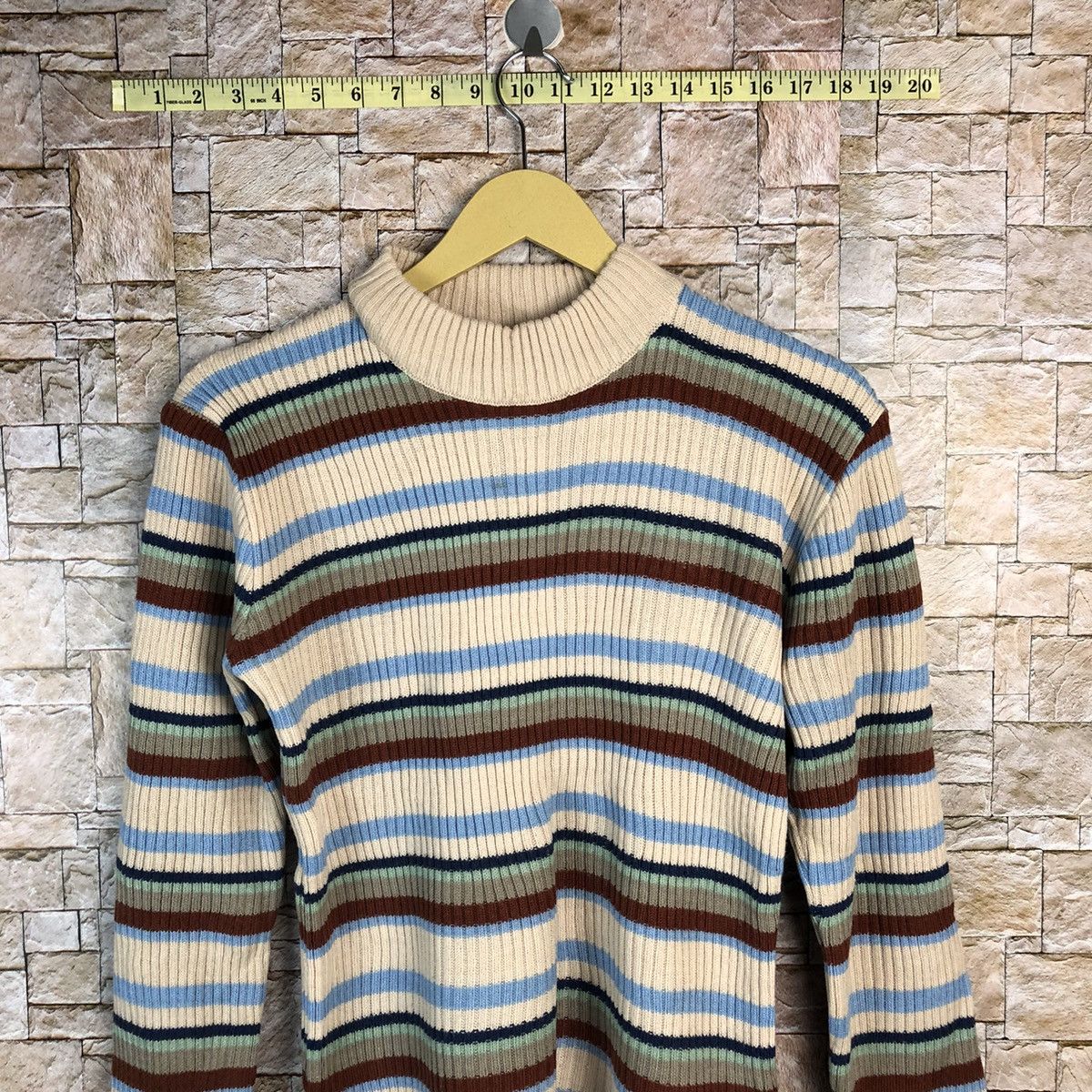 Homespun Knitwear Jeancox Stripe Brown Knitwear #A683 Size M / US 6-8 / IT 42-44 - 2 Thumbnail
