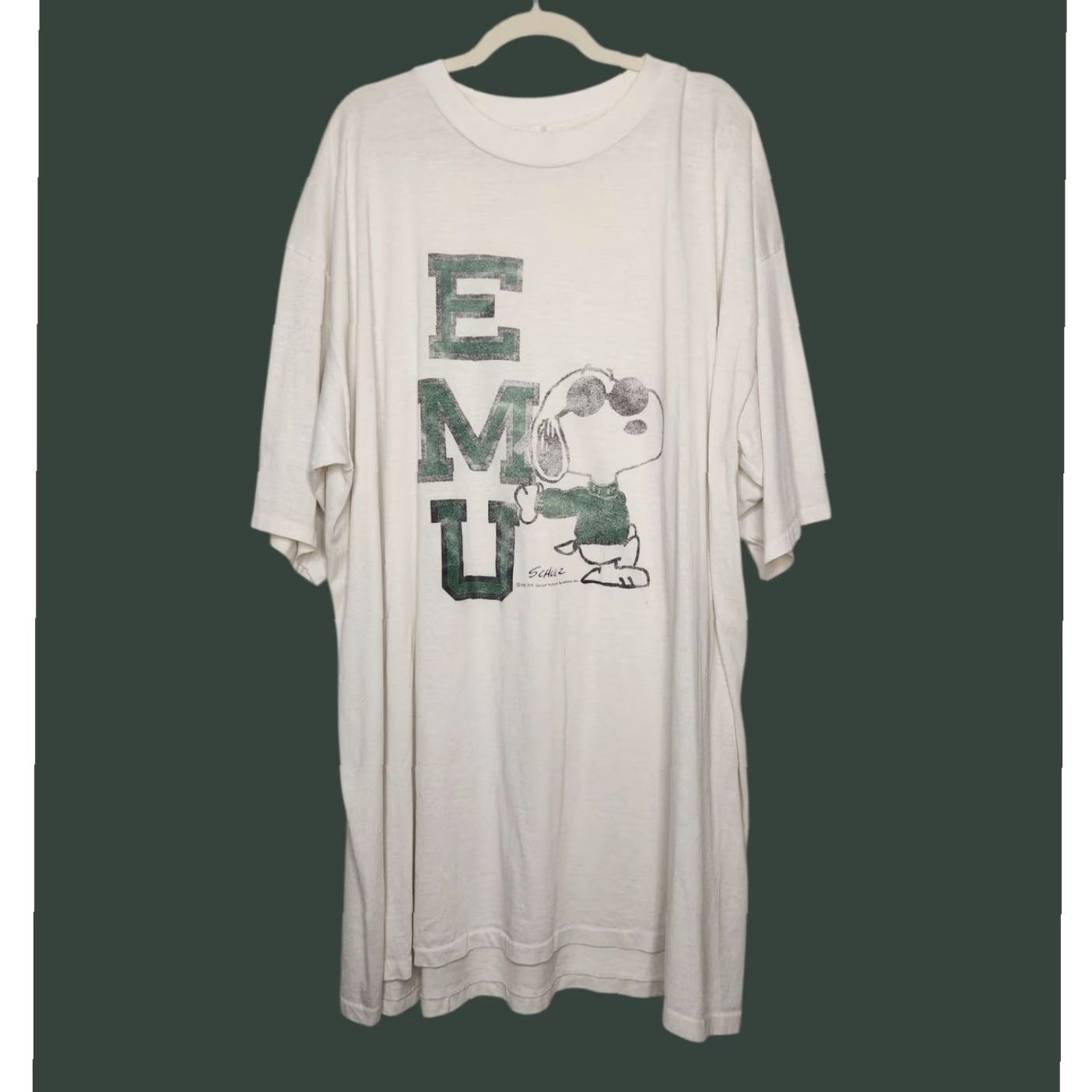 Vintage VINTAGE Snoopy EMU Oversized Single Stitch Sleep Shirt Distressed Faded Thin White Women One Size T-Shirt Emo Goth Grunge 90s 00s Vintage Size ONE SIZE - 2 Thumbnail