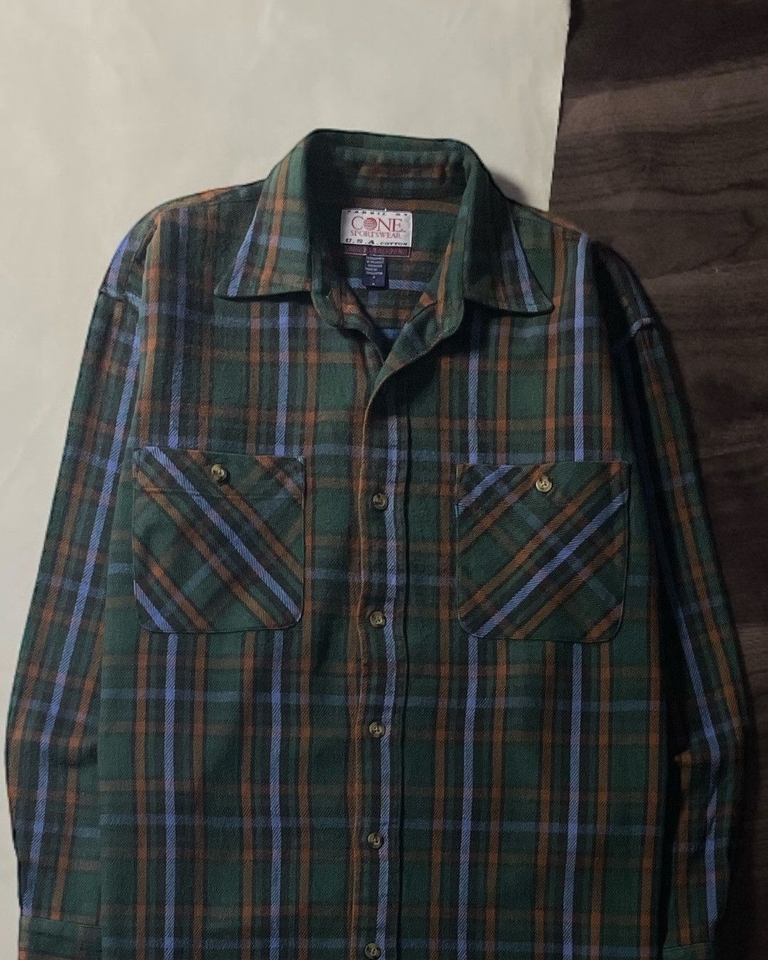 Japanese Brand Heavy Flannel Shirt Double Pocket CONE Size Fit XL Size US XL / EU 56 / 4 - 2 Thumbnail