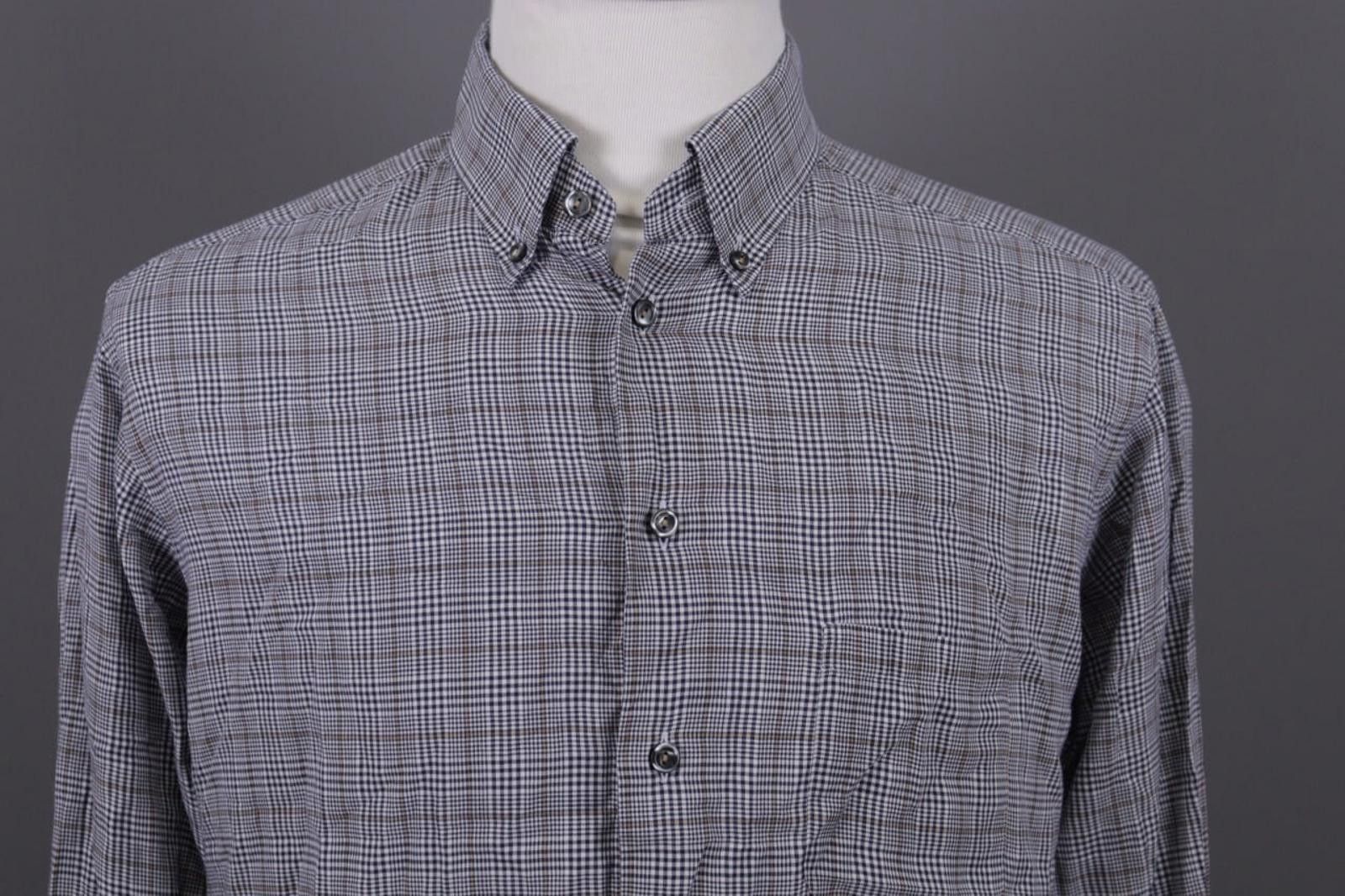 Eton Eton Slim Fit Gray Check Dress Shirt Size 43 / 17 / XL Size US XL / EU 56 / 4 - 3 Thumbnail