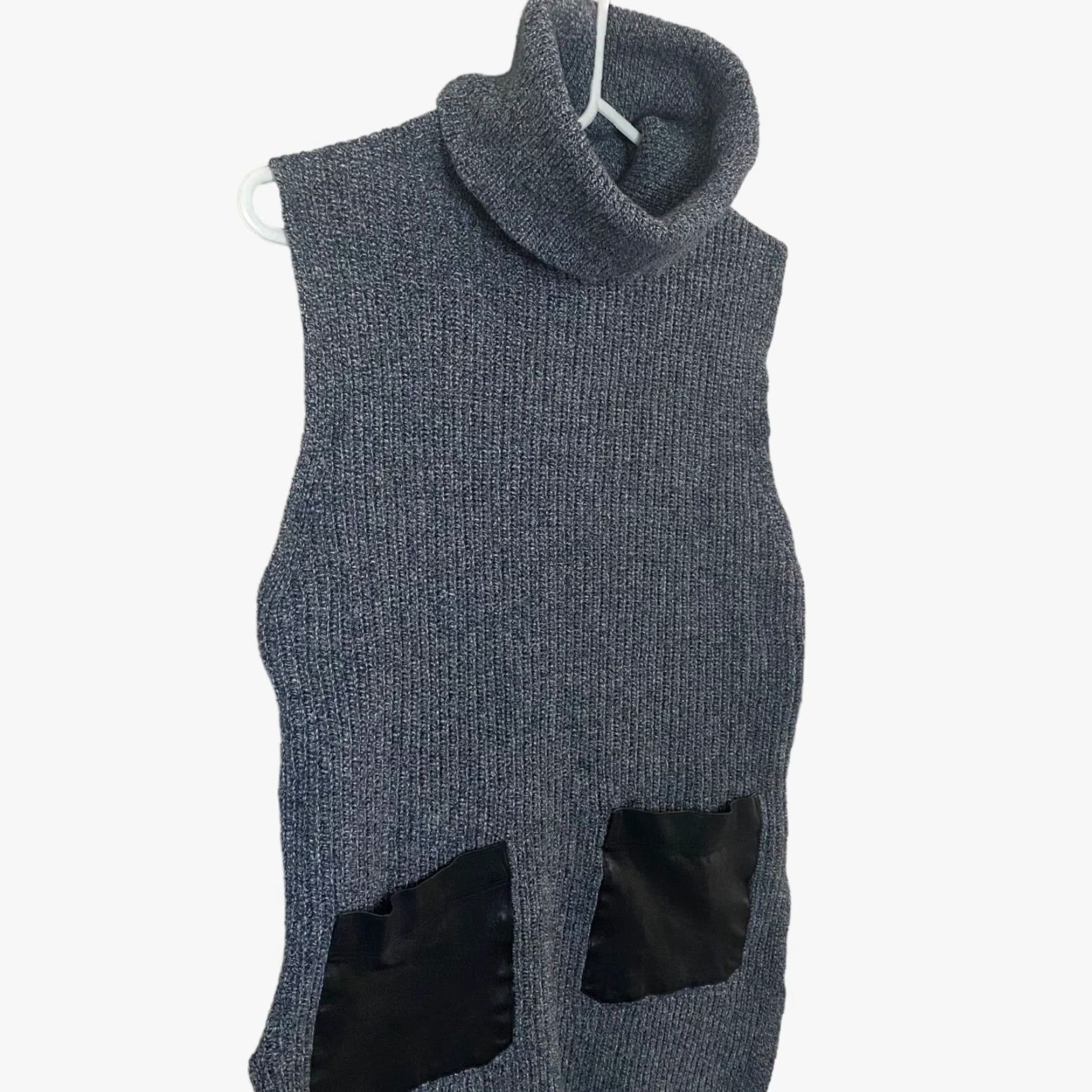 Banana Republic Banana Republic Sleeveless Turtleneck Sweater Women's Small Gray HILO Ribbed Top Pocketed Pullover Size S / US 4 / IT 40 - 4 Thumbnail