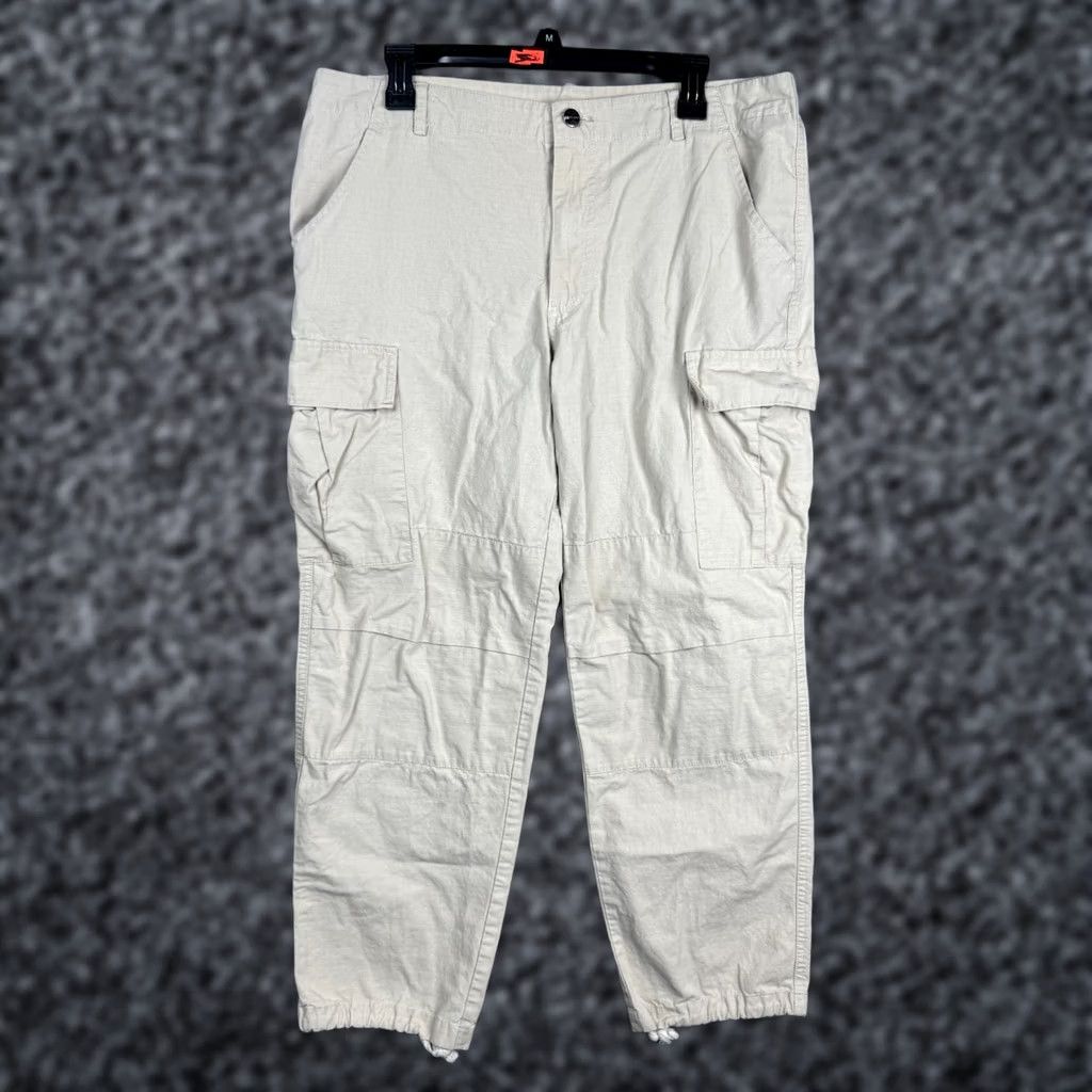 Carhartt Wip Carhartt WIP Cargo Pants Mens L Beige Hooded Theory Sweat Ripstop Pants Size US 33 - 1 Thumbnail