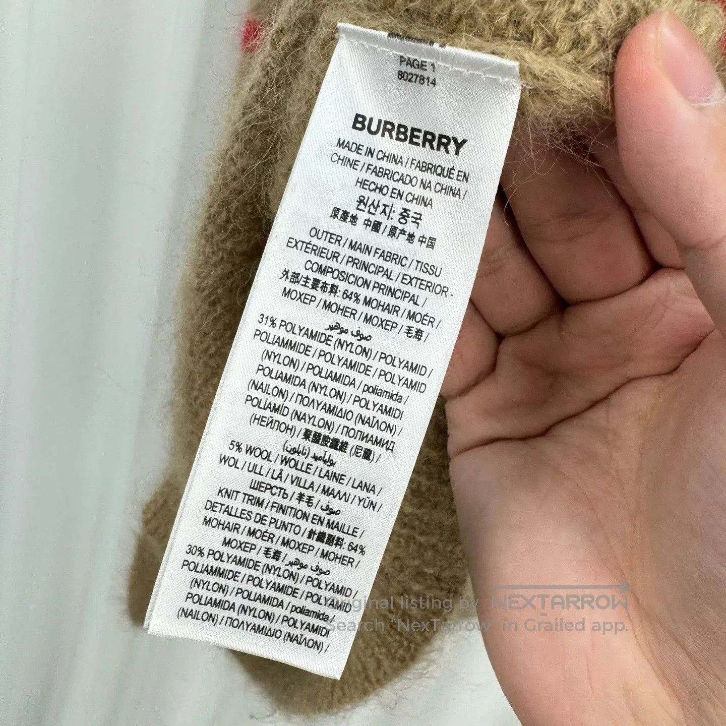 Burberry Burberry Mohair Classic Check Cardigan. Size US S / EU 44-46 / 1 - 6 Thumbnail
