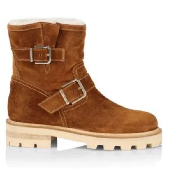 Jimmy Choo Jimmy Choo Youth II Shearling Lined Suede Biker Boots - EU36 Size US 6 / IT 36 - 2 Thumbnail