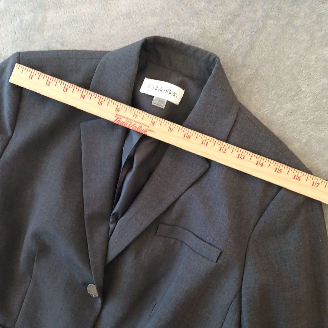 Calvin Klein Calvin Klein Blazer Womens 16W Plus Size Gray Two-Button Notch Lapel Lined Suit Jacket Long Sleeve Regular Fit Dry Clean Only Size XXL / US 16-18 / IT 52-54 - 3 Thumbnail