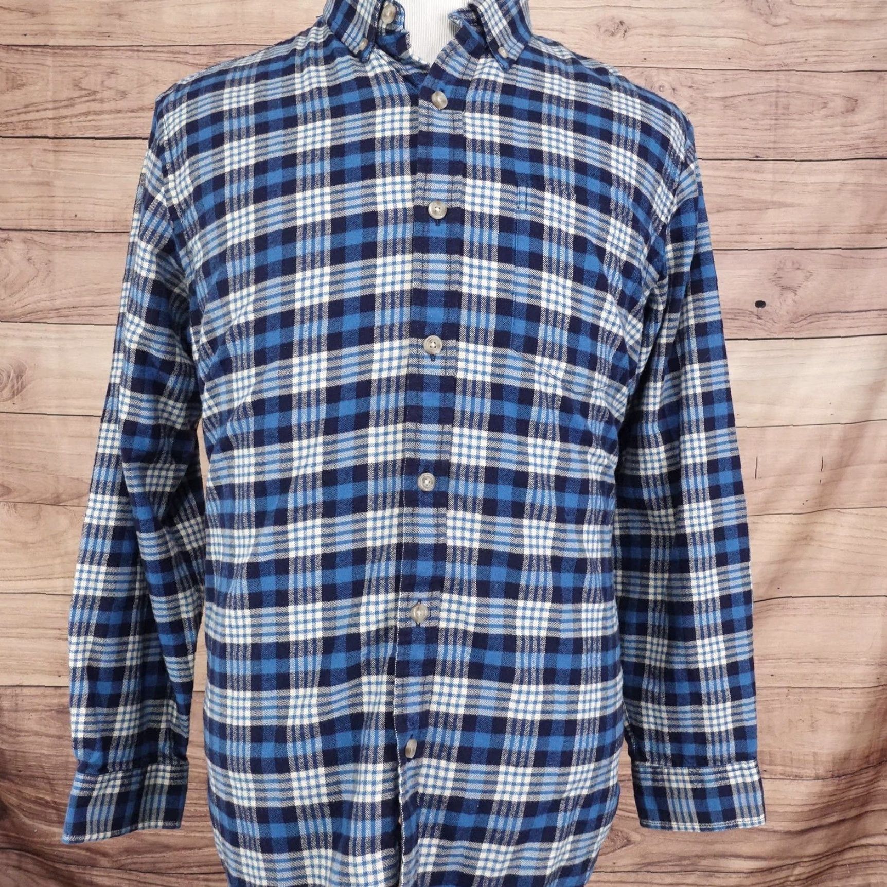 Eddie Bauer Eddie Bauer Flannel Shirt Mens Medium Blue Plaid Button-Up Relaxed Fit Cotton Size US M / EU 48-50 / 2 - 3 Thumbnail