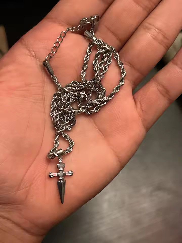 Jewelry Cross Dagger Pendant Necklace for Men Women Streetwear Size ONE SIZE - 4 Thumbnail