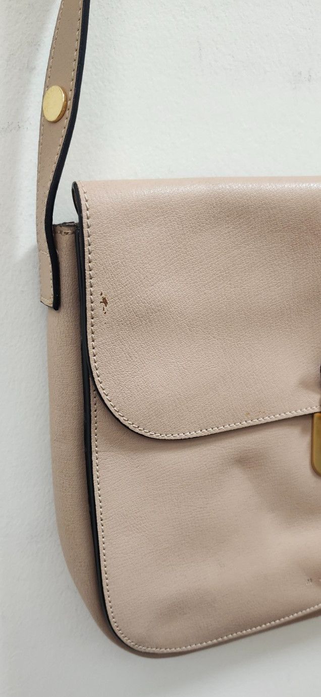 Marni Marni Beige Leather Pushlock Saddle Shoulder Crossbody Bag Size ONE SIZE - 9 Thumbnail