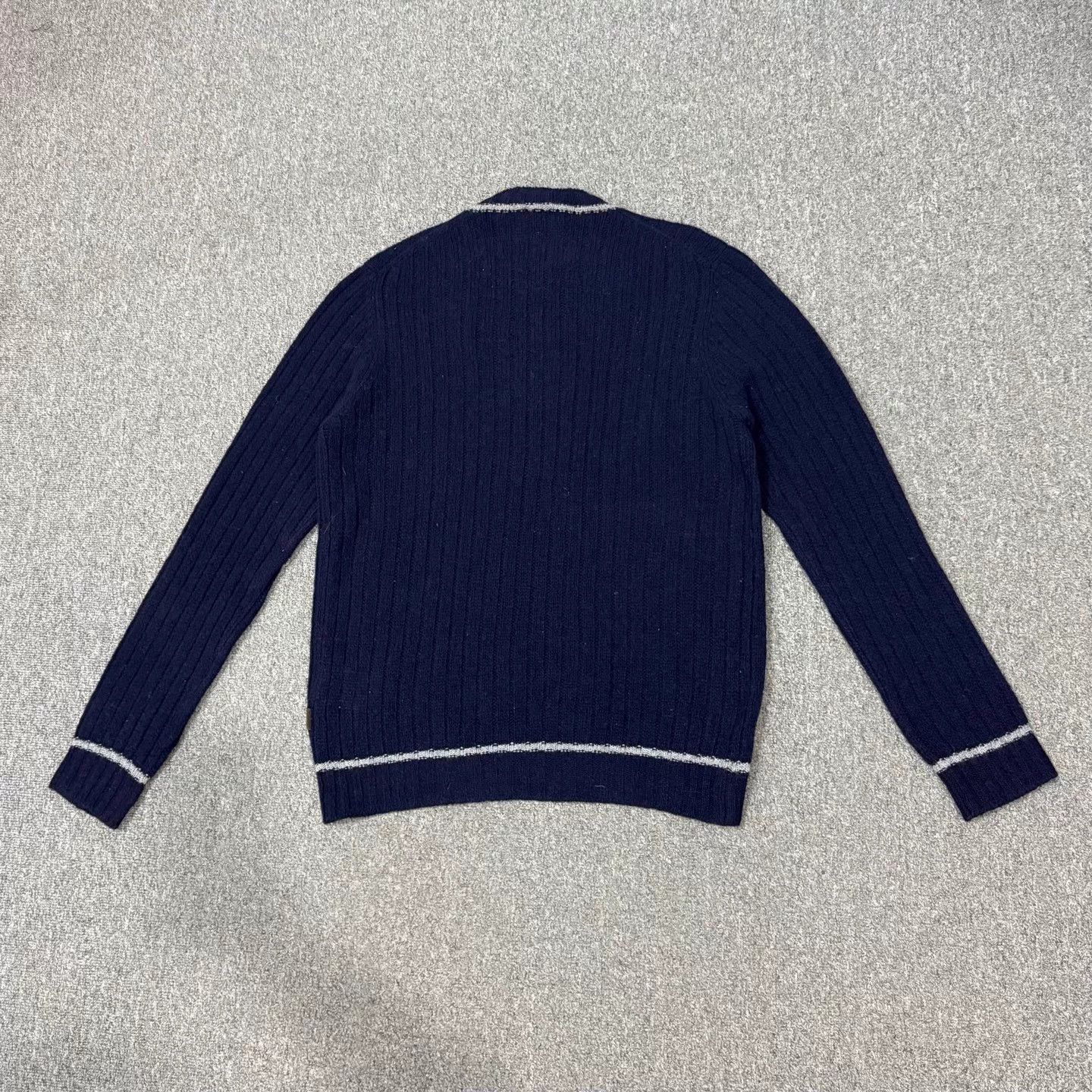 Moncler Moncler Navy Wool Knit Sweater XXXL 95 New Size US XXL / EU 58 / 5 - 2 Thumbnail