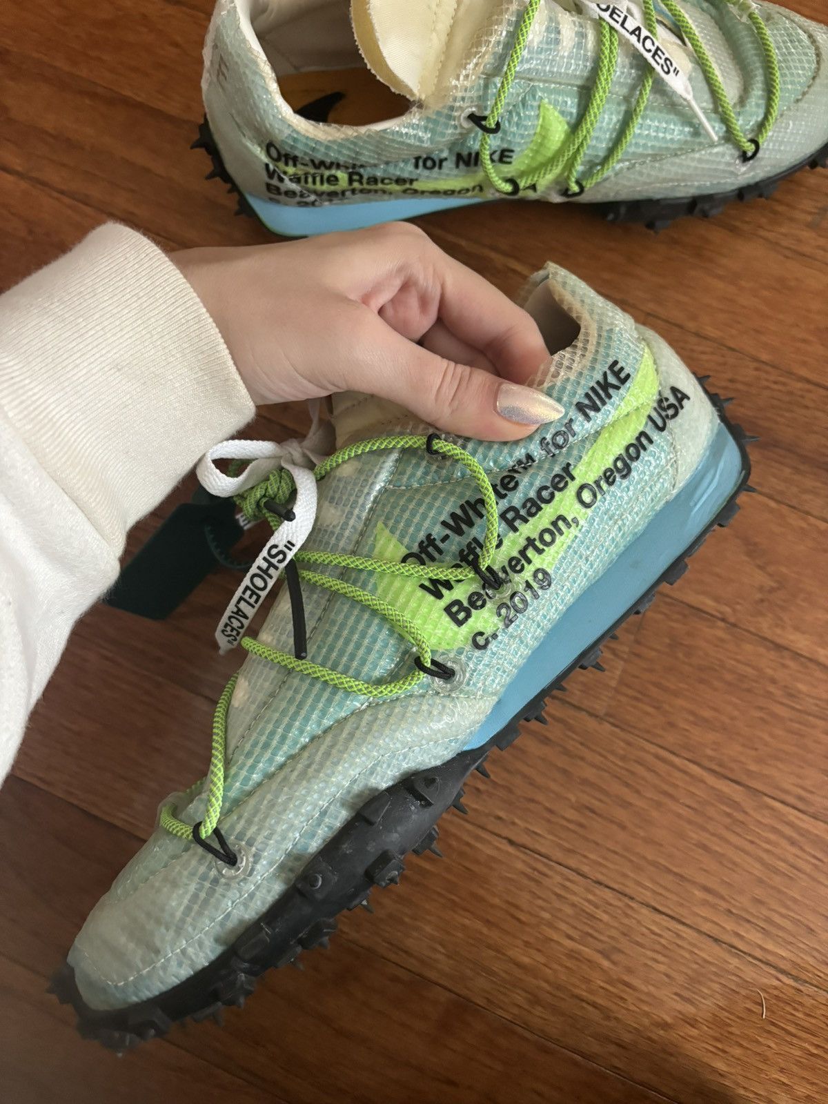 Nike × Off-White Off-White x Nike Wmns Waffle Racer 'Vivid Sky' 2019 size 10 Size US 10 / IT 40 - 3 Thumbnail
