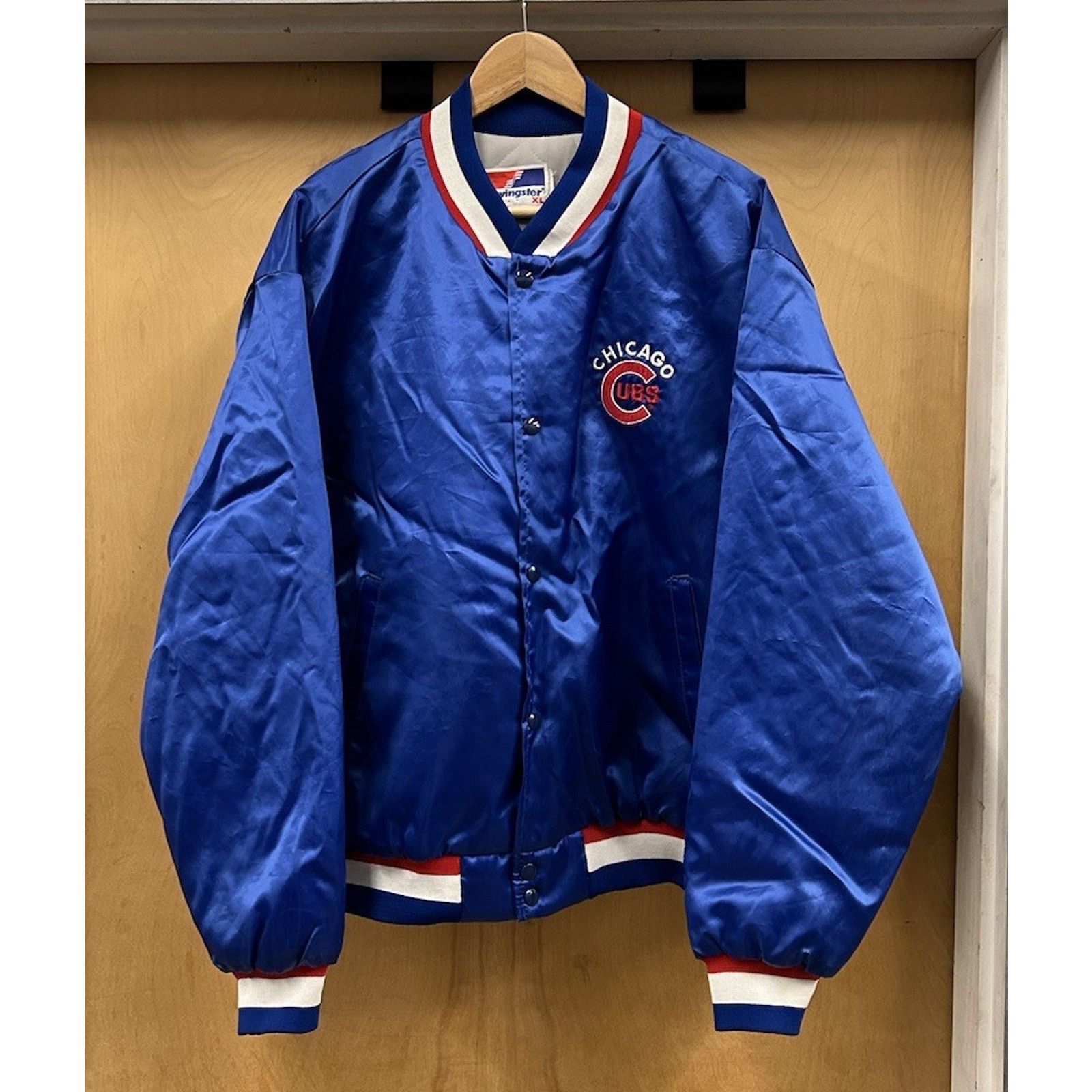 VTG 80s Chicago Cubs XL Swingster Satin Bomber Jacket USA