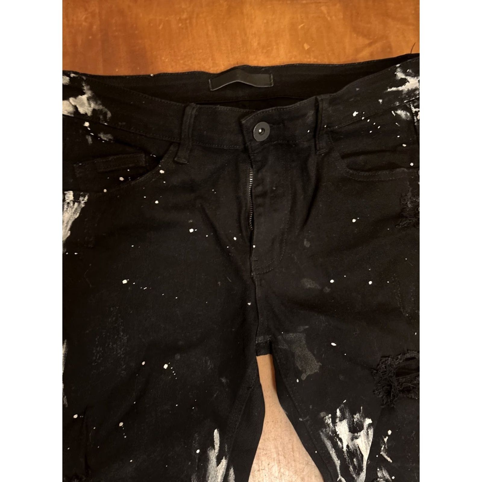 Vintage KDNK Black Distressed Comfort Stretch Skinny Jeans Mens 34x31 Size US 34 / EU 50 - 6 Thumbnail