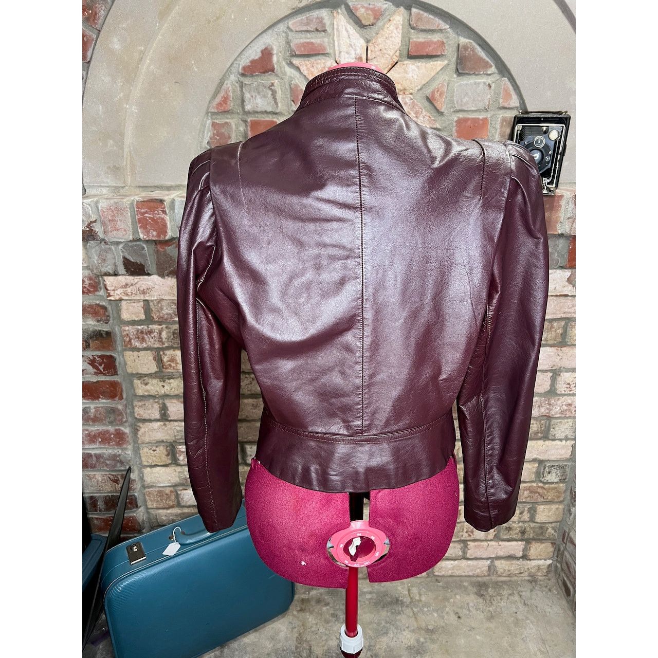 High Sierra leather Jacket OXBLOOD red burgundy wine cropped puff sleeve Size XL / US 12-14 / IT 48-50 - 5 Thumbnail