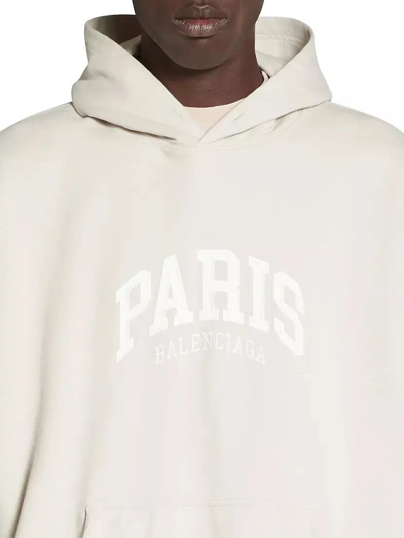 Balenciaga o1la1rc1a1124 Cities Paris Hoodie Oversized in Light Beige Size US S / EU 44-46 / 1 - 2 Thumbnail