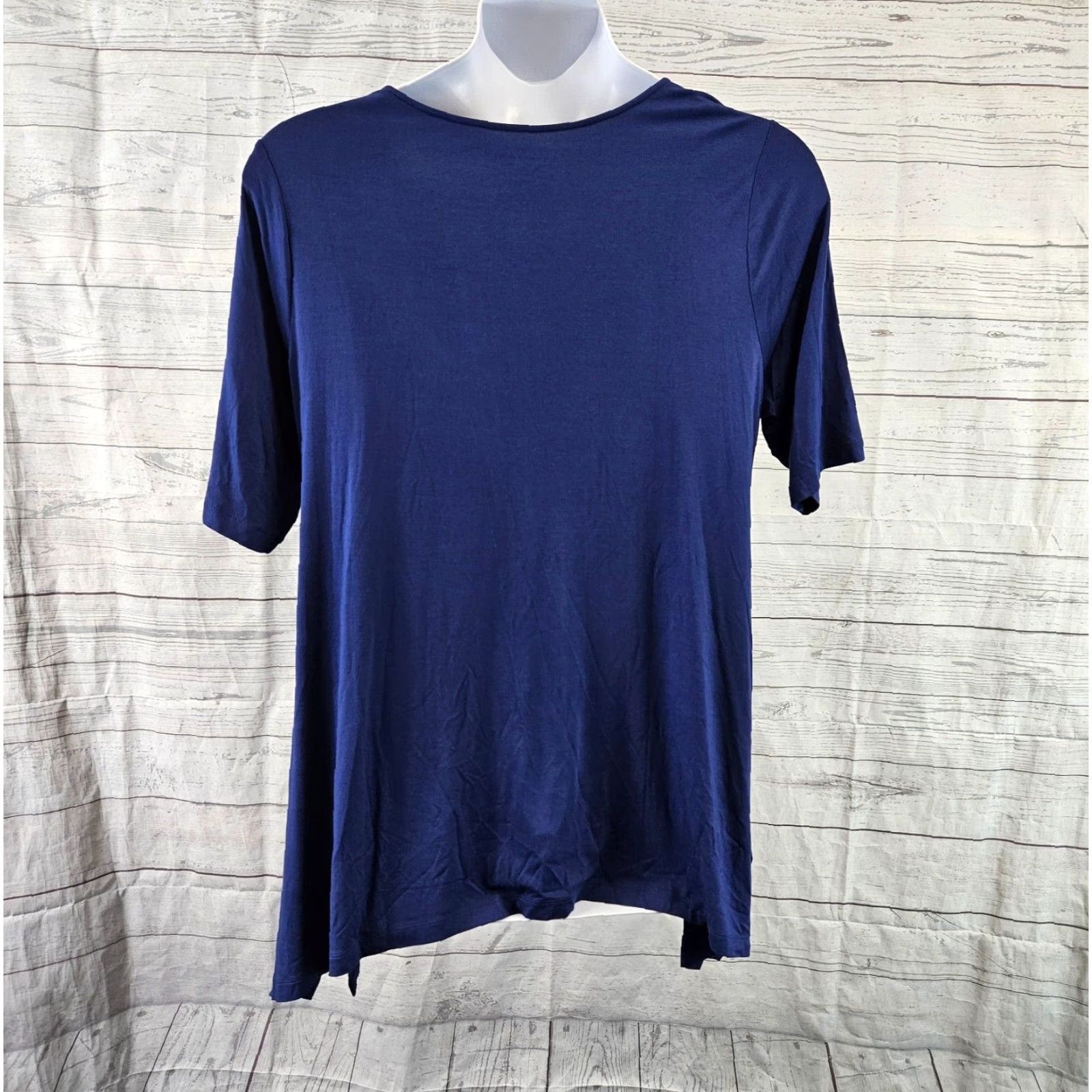 Soft Surroundings Soft Surroundings Blouse Womens Timely Top 1X Solid Blue Viscose Blend Scoop Neck Shirt Womens 1X Size XL / US 12-14 / IT 48-50 - 4 Thumbnail