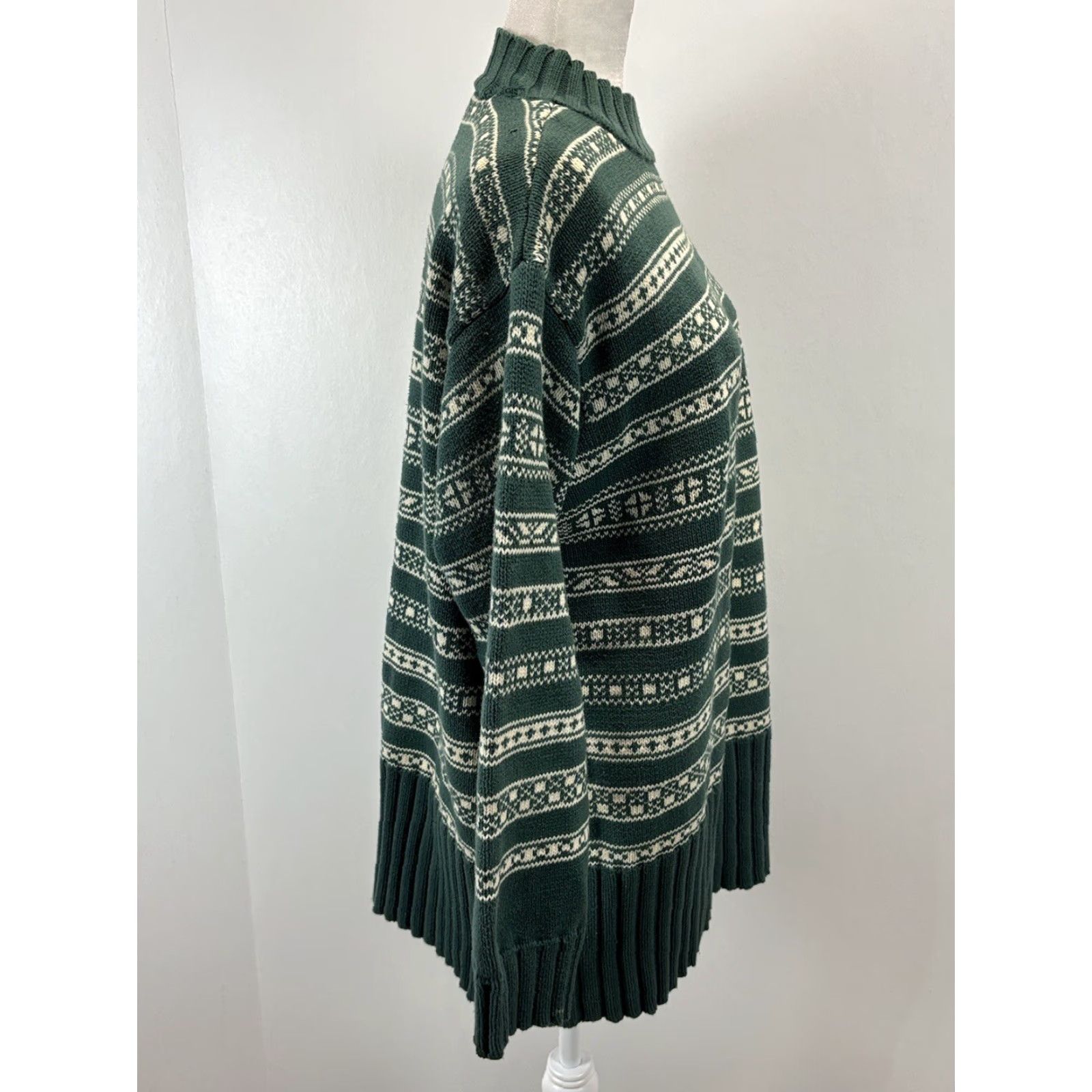 Gap VINTAGE Gap Snowflake Mock Neck Sweater L Women Green Pullover Knit Cotton Fair Isle 60s-90s style Size L / US 10 / IT 46 - 4 Thumbnail