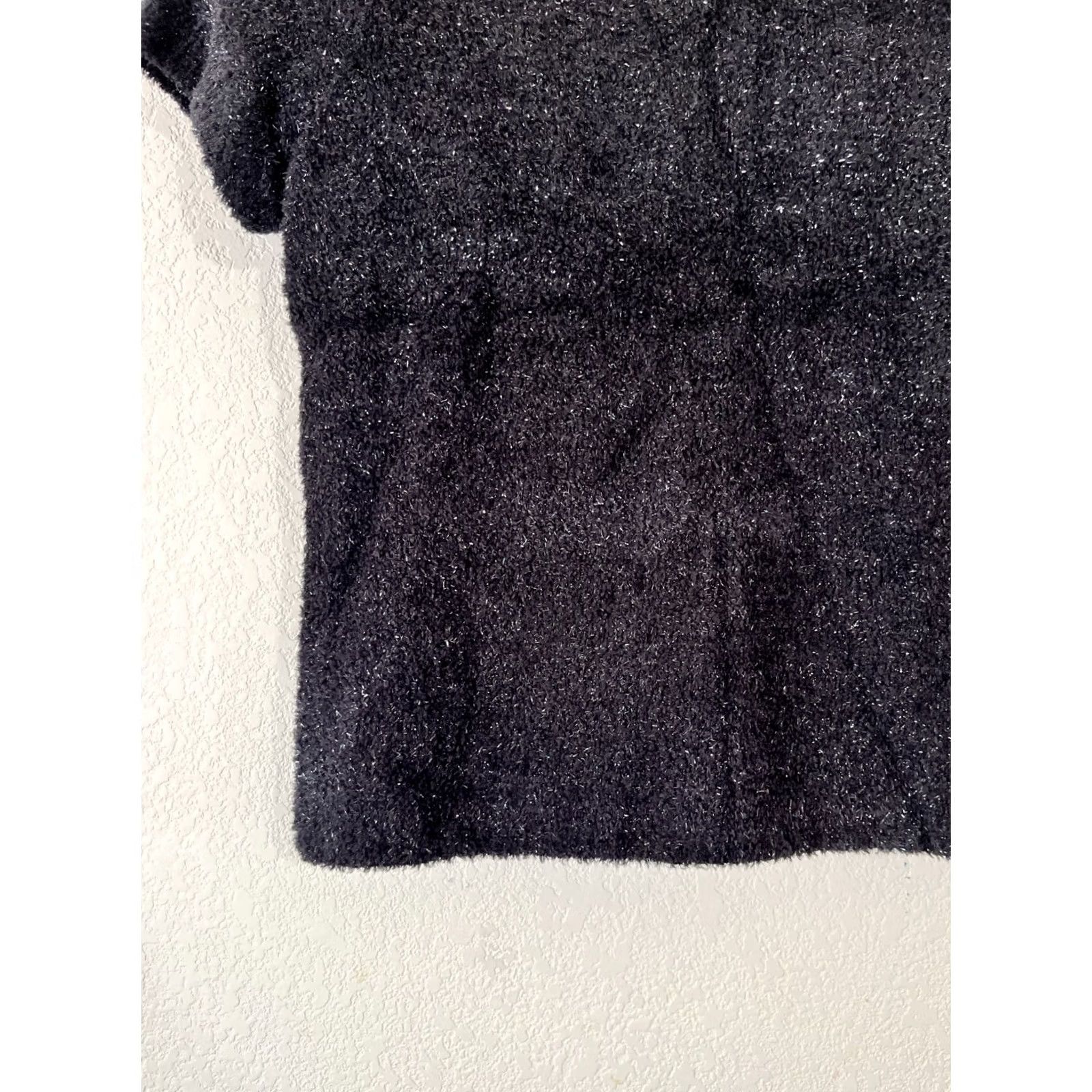Vintage Sigrid Olsen Womens Sweater Small Black Mock Neck Short Sleeve Knitted Metallic Size S / US 4 / IT 40 - 2 Thumbnail