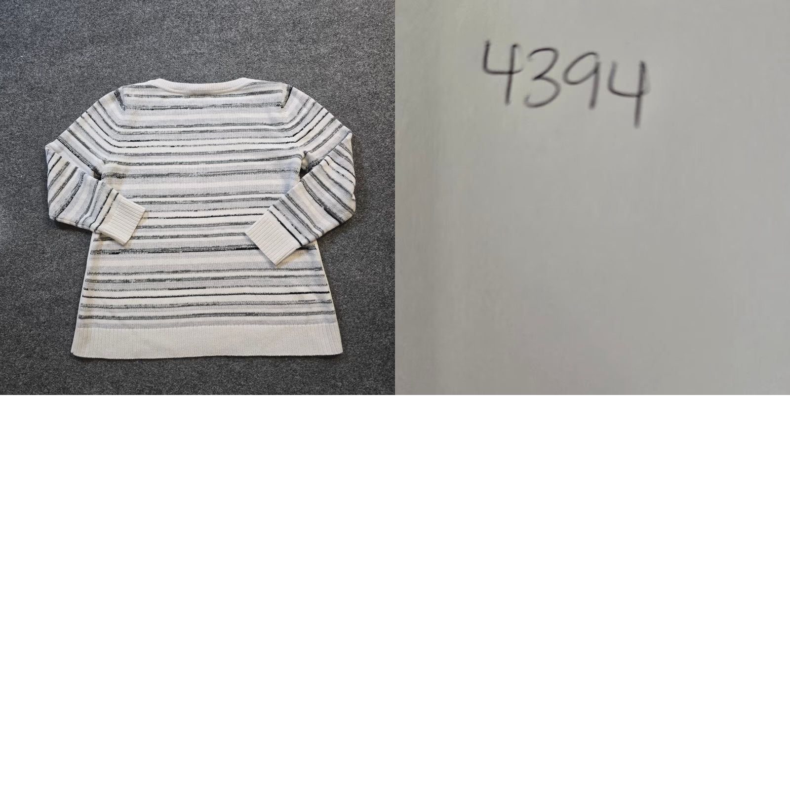 Talbots Talbots Sweater Womens XL White Gray Striped Knit Basic Casual Career Shirt Pullover Long Sleeve Round Neck Knit Regular Classic Nike Size XL / US 12-14 / IT 48-50 - 8 Thumbnail