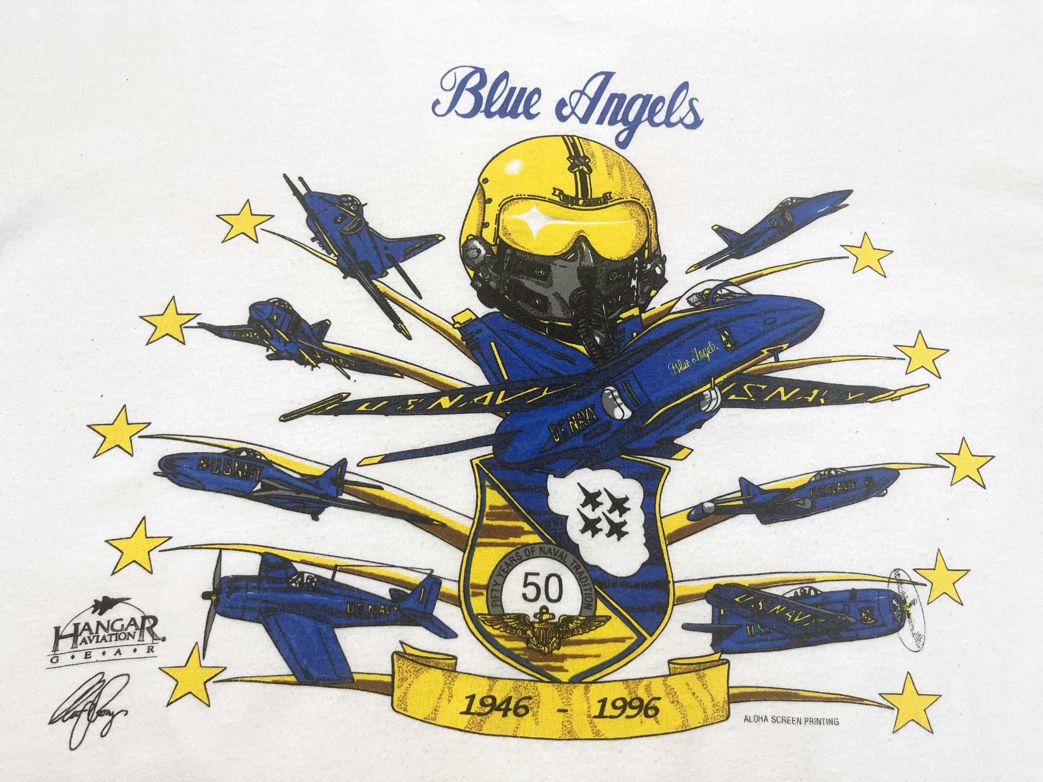 TEE JAYS Vintage Tee Jays Blue Angels US Navy Flight T-Shirt Size US XXL / EU 58 / 5 - 2 Thumbnail