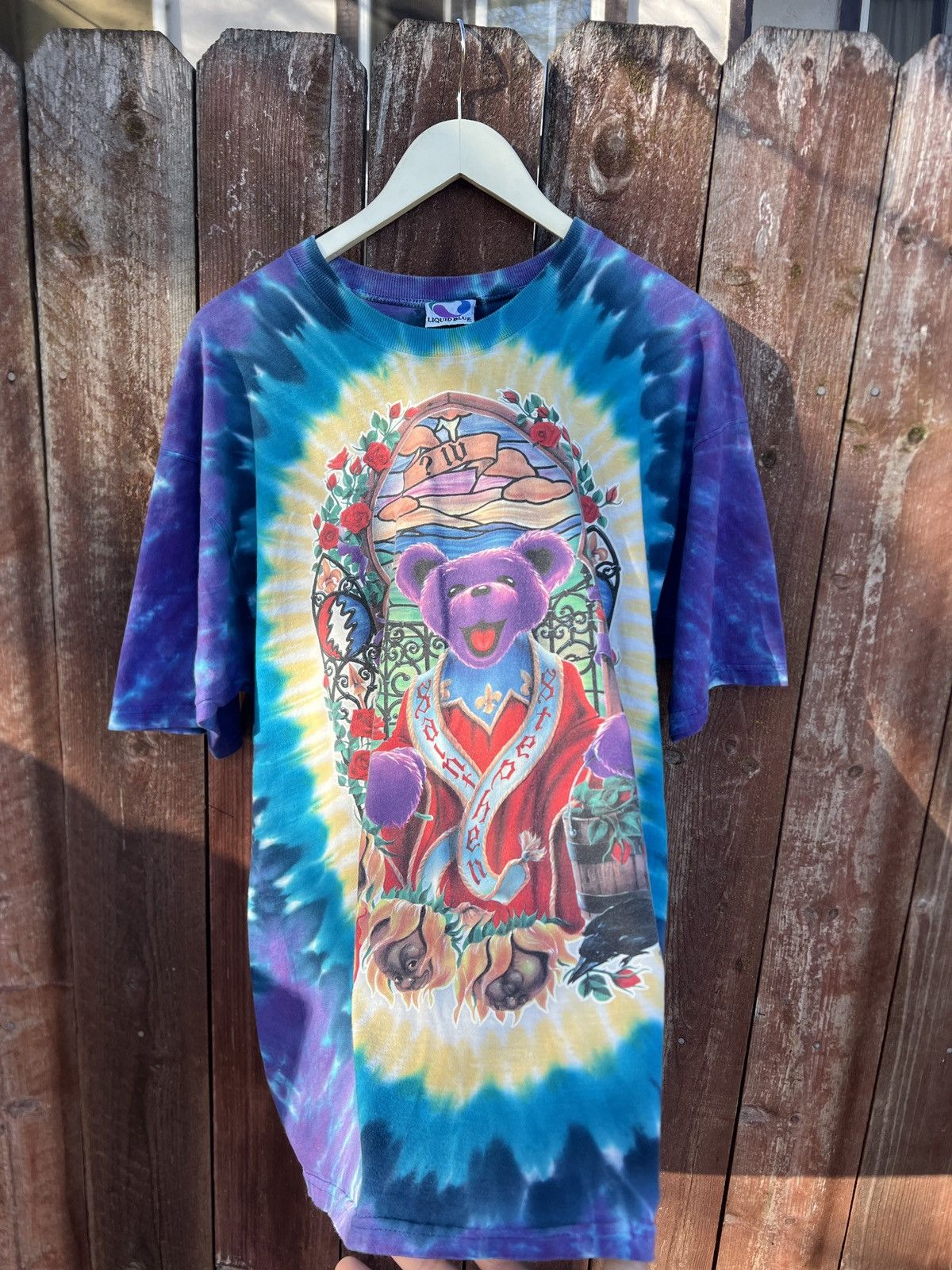 Grateful Dead 1998 Grateful Dead Vintage Liquid Blue Tee Shirt Size US L / EU 52-54 / 3 - 1 Thumbnail