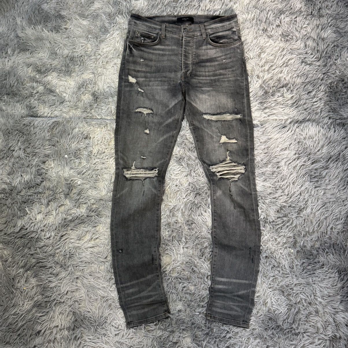 Amiri Amiri Storm Grey Distressed Skinny Jeans Size US 32 / EU 48 - 1 Thumbnail