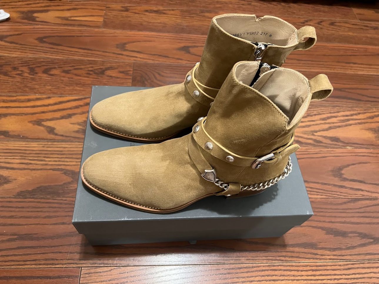 image of John Varvatos Ludlow Double Belt Zip Boots in Milk/Tan, Men's (Size 8)