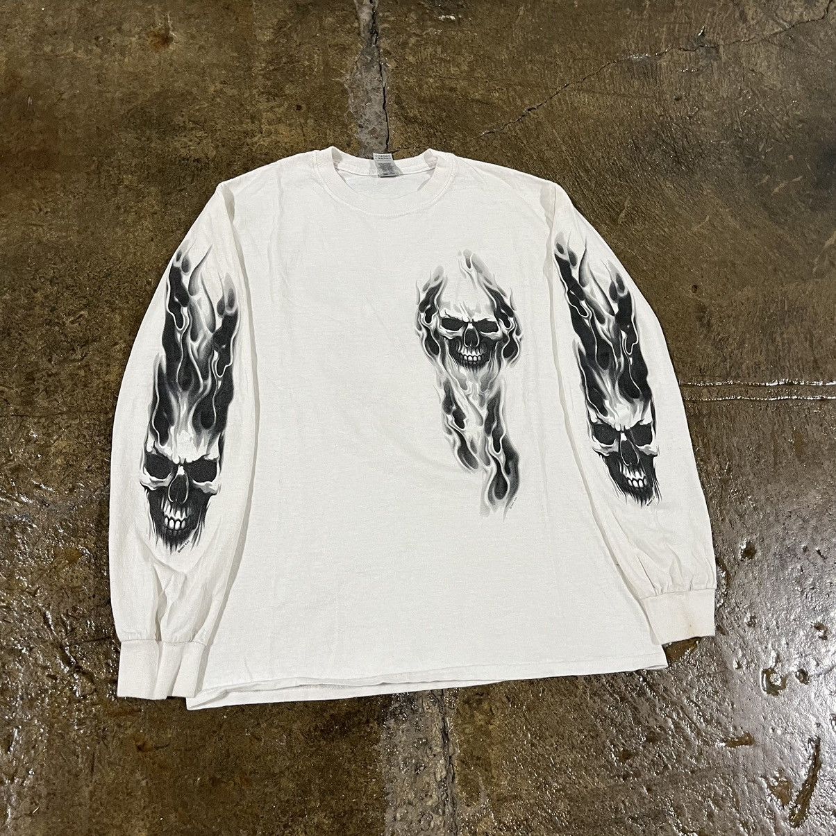 Affliction × JNCO × Vintage Crazy Y2K Affliction Style Skull Grunge Goth Longsleeve Tee Size US S / EU 44-46 / 1 - 3 Thumbnail