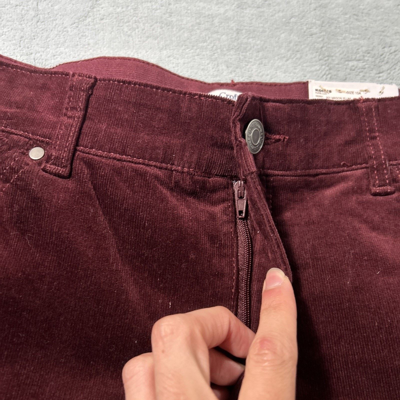 Croft & Barrow Velveteen Corduroy Straight Pants Women 10 32x30 Velour Soft Size 32" / US 10 / IT 46 - 10 Thumbnail