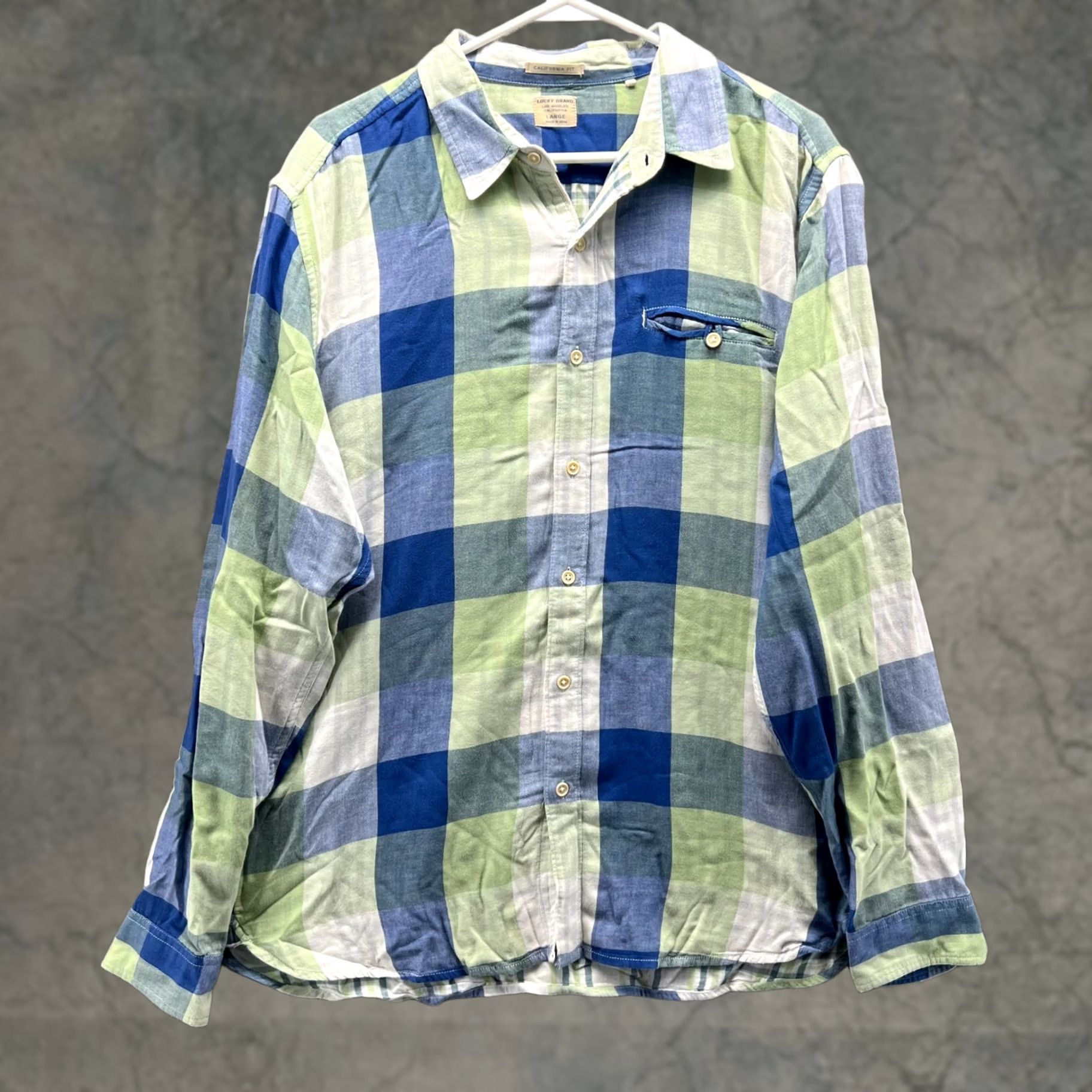 Lucky Brand VINTAGE Lucky Brand Shirt Men Large Green Blue Button Down Preppy Checkered Plaid Size US L / EU 52-54 / 3 - 1 Thumbnail