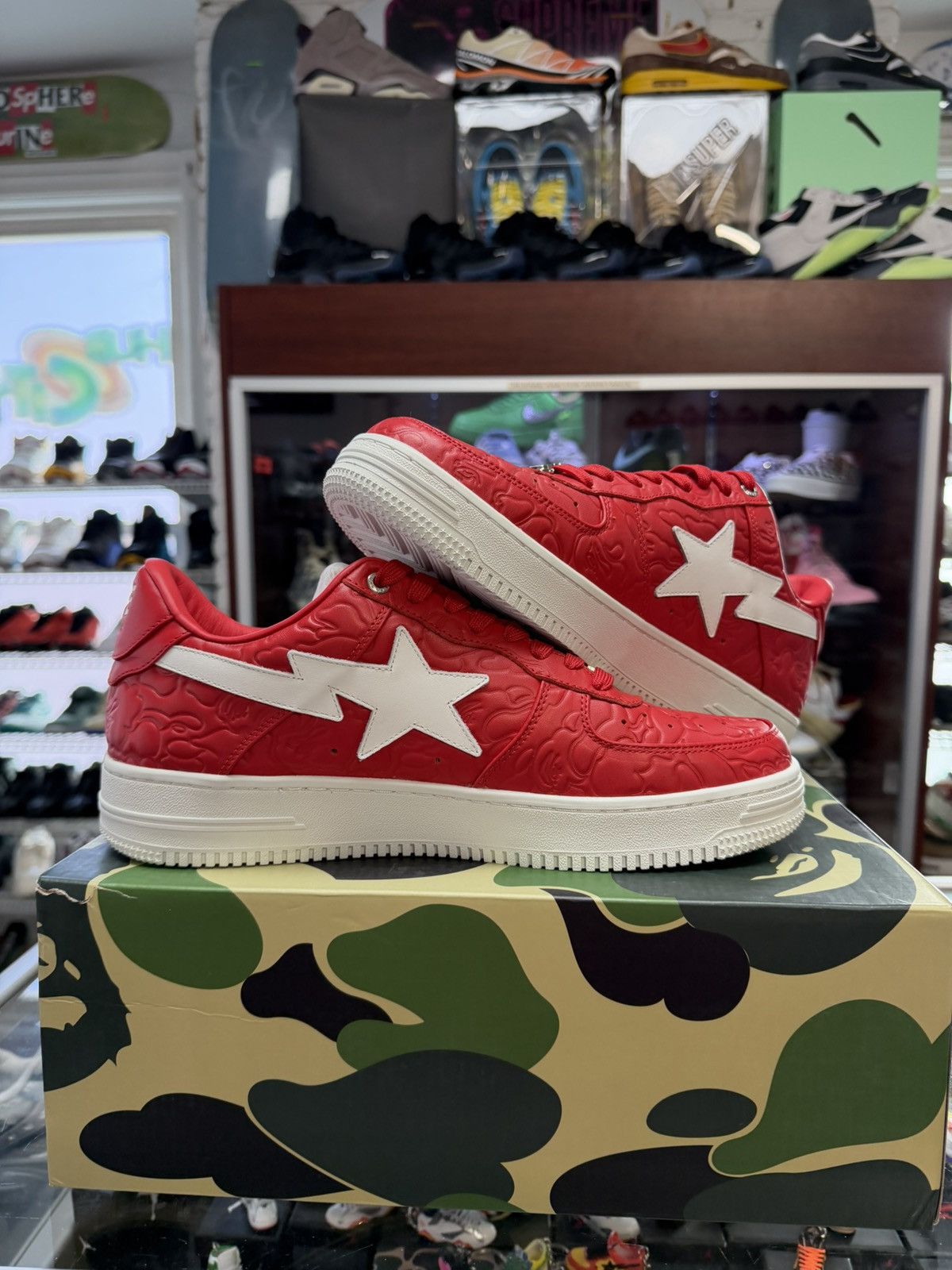 Bape Bape Bapestas (red/white) Size US 12 / EU 45 - 2 Thumbnail