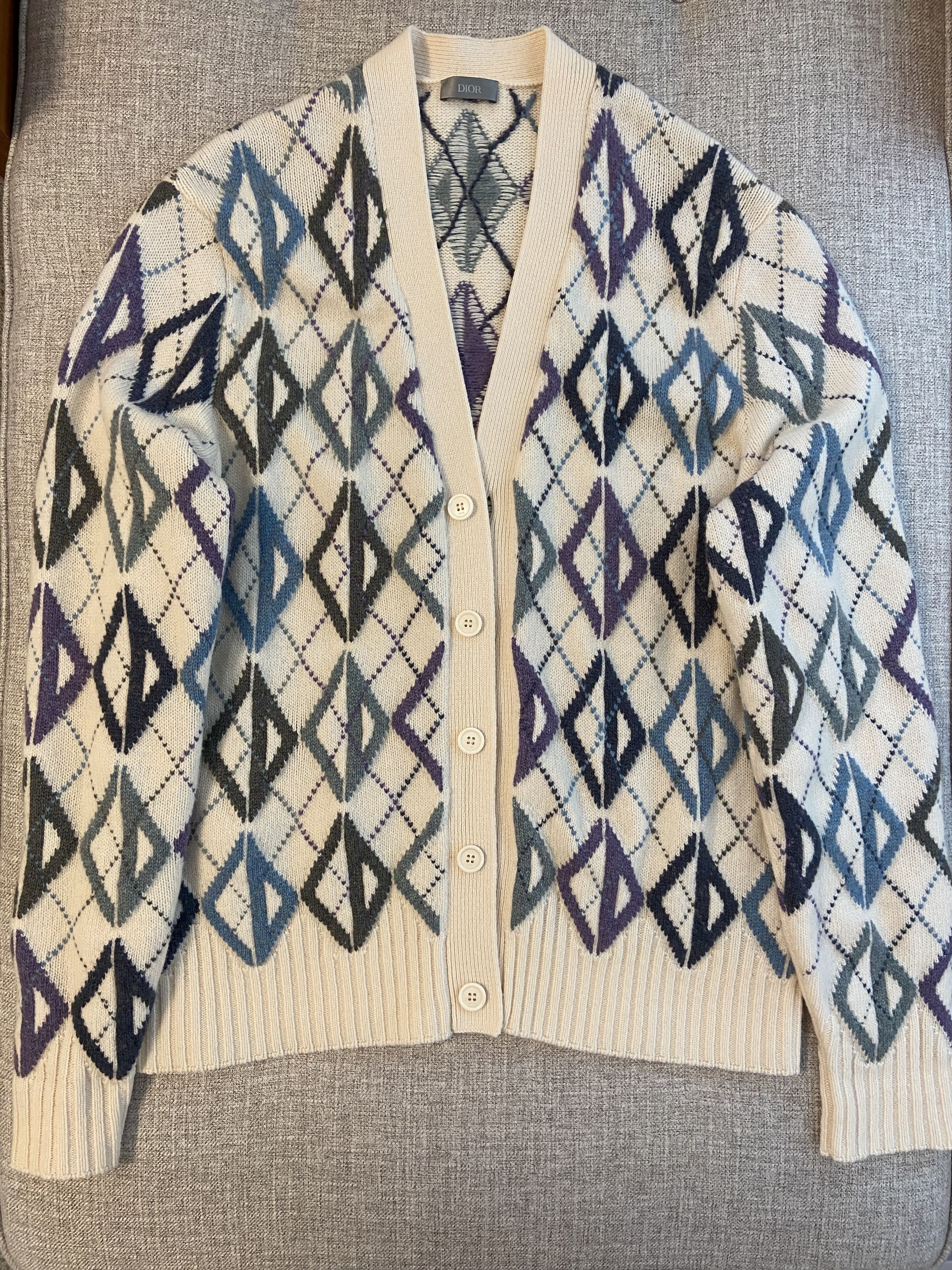 Dior Dior Men's diamond CD pattern wool cashmere cardigan Size US M / EU 48-50 / 2 - 1 Thumbnail