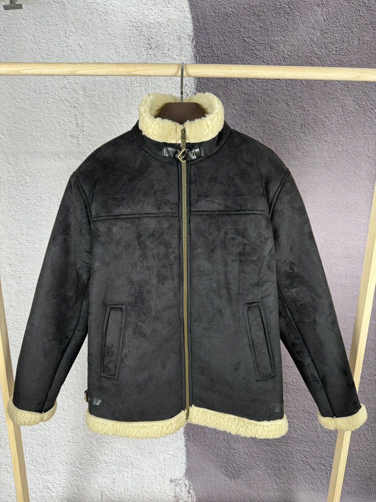 Japanese Brand Vintage Black Faux Leather Suede shearling jacket size L-XL Size US L / EU 52-54 / 3 - 3 Thumbnail