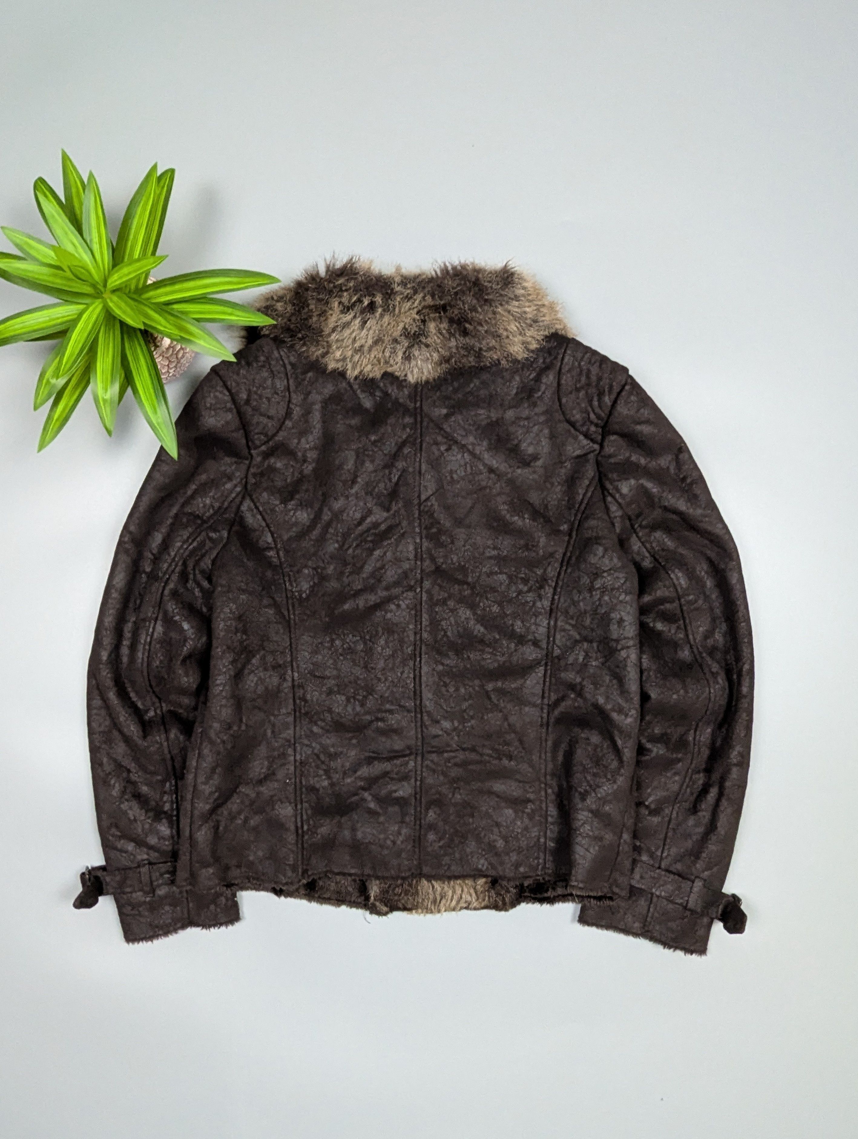 Vintage Vintage Distressed Brown Leather Moto Jacket Women’s S/M Size M / US 6-8 / IT 42-44 - 15 Thumbnail