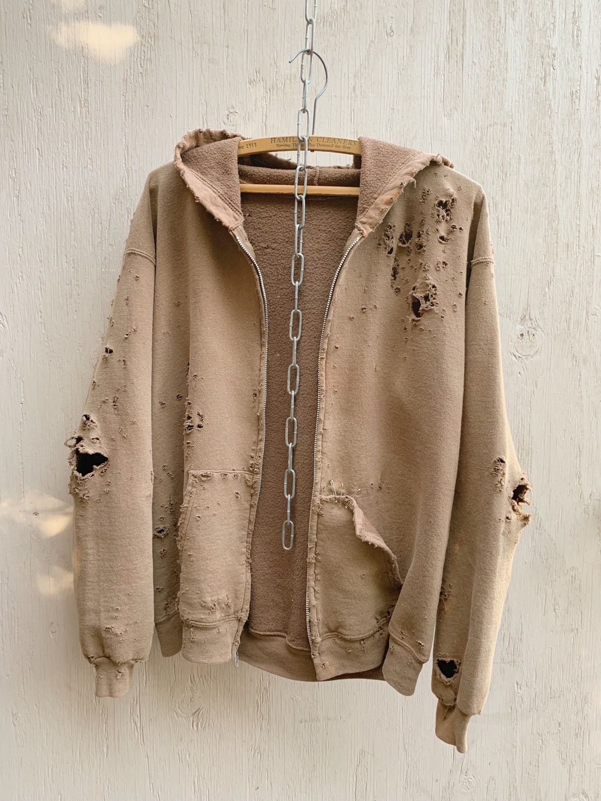 Vintage Thrashed Sun Faded BOXY Blank Zip Hoodie Distressed GRUNGE Size US M / EU 48-50 / 2 - 1 Thumbnail
