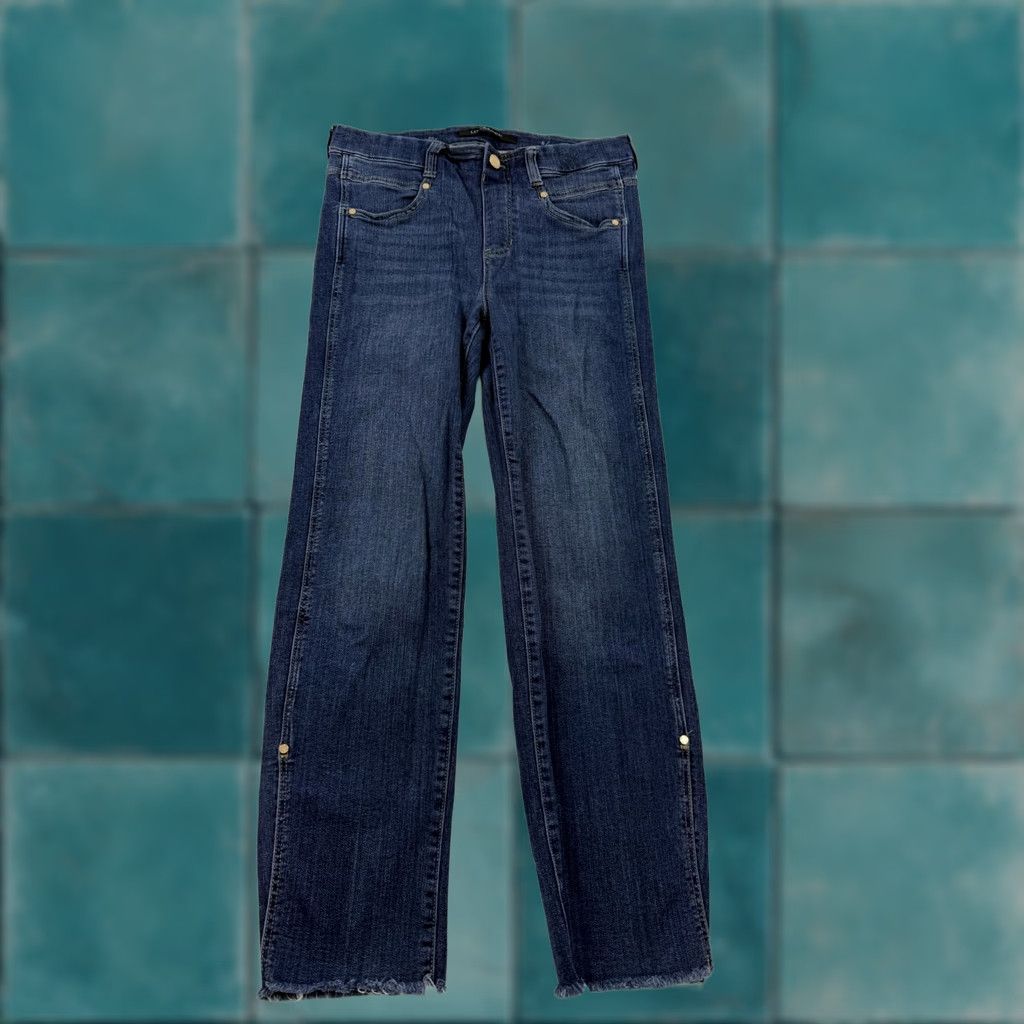 Vintage Liverpool Womens Jeans 8 Blue Medium Wash Cropped Raw Hem Split Leg Stretch Denim 5-Pocket Womens Clothing Boys? Size 30" / US 8 / IT 44 - 1 Thumbnail