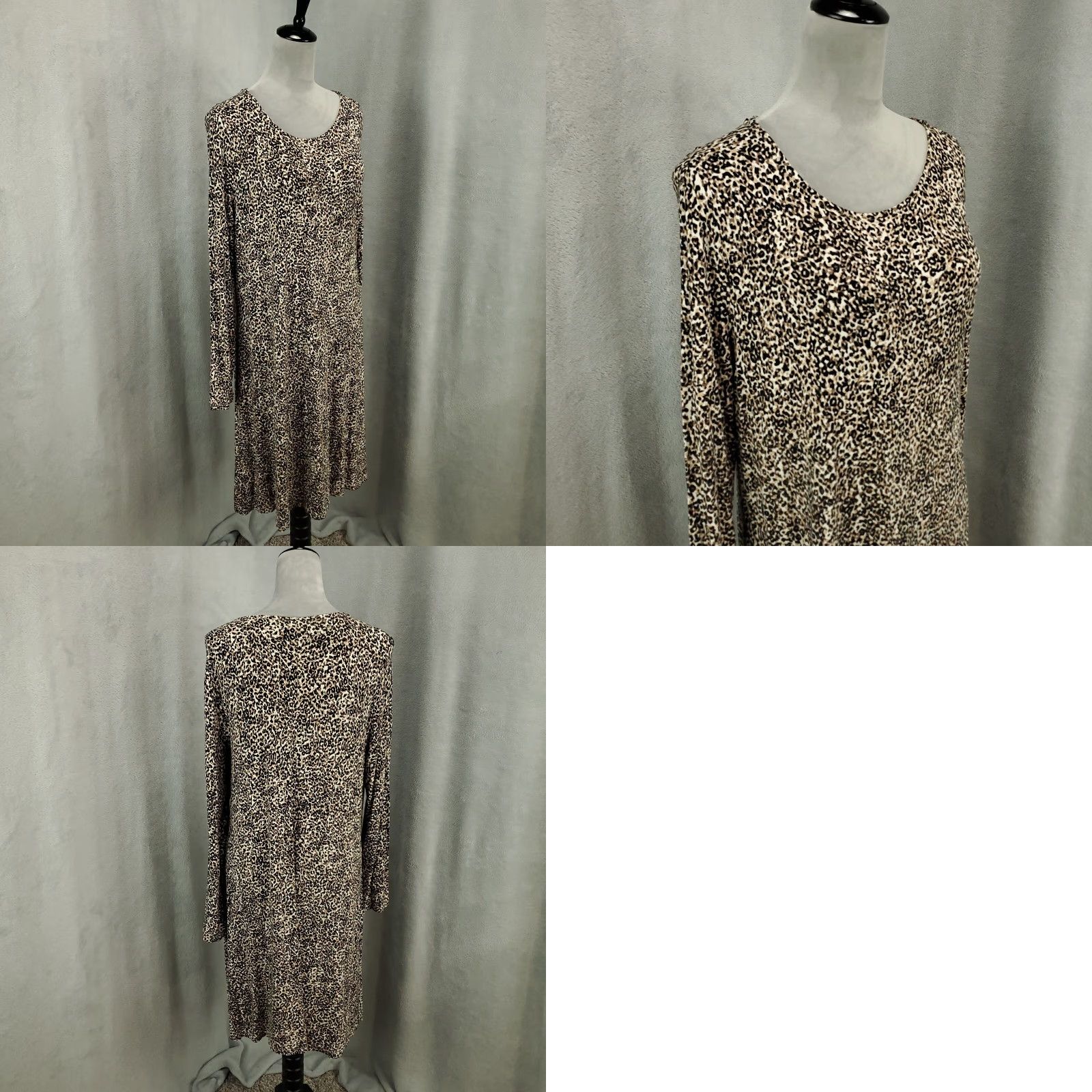 Old Navy Womens Animal Print Swing Dress Size Large Jaguar Leopard Knit Comfort Stretch Dress Multicolor Knee Length Old Navy Casual Size L / US 10 / IT 46 - 8 Thumbnail