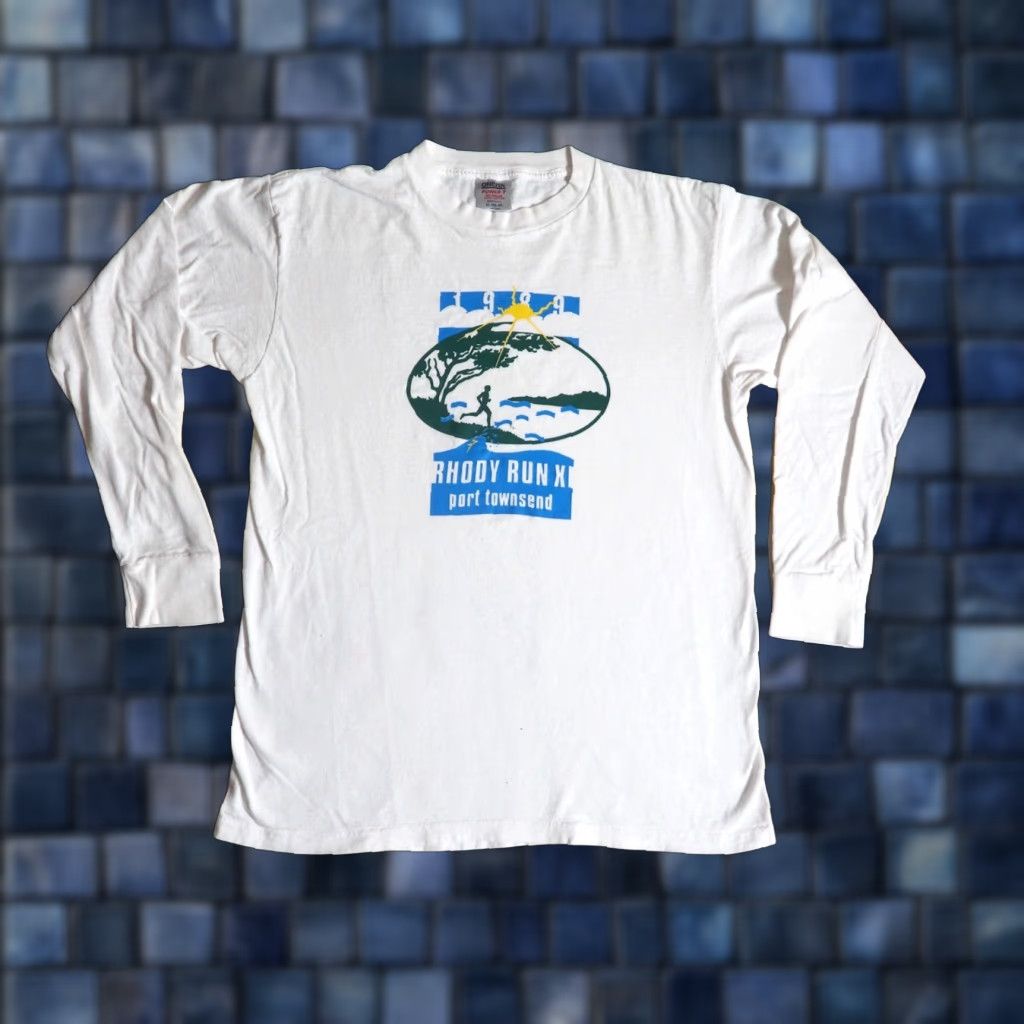 Vintage VTG 80s Oneita Port Townsend Rhody Run PNW USA White L/S Tee T-Shirt L Size US L / EU 52-54 / 3 - 1 Thumbnail