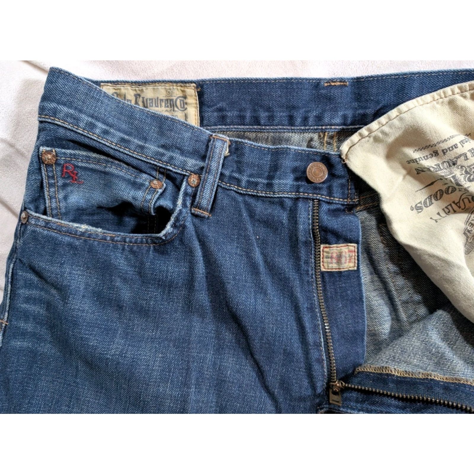 Polo Ralph Lauren Polo Ralph Lauren Jeans Mens 34x30 Blue Denim 867 Classic Fit Medium Wash 5-Pocket Coin Style Straight 100% Cotton Vintage: No Size US S / EU 44-46 / 1 - 3 Thumbnail
