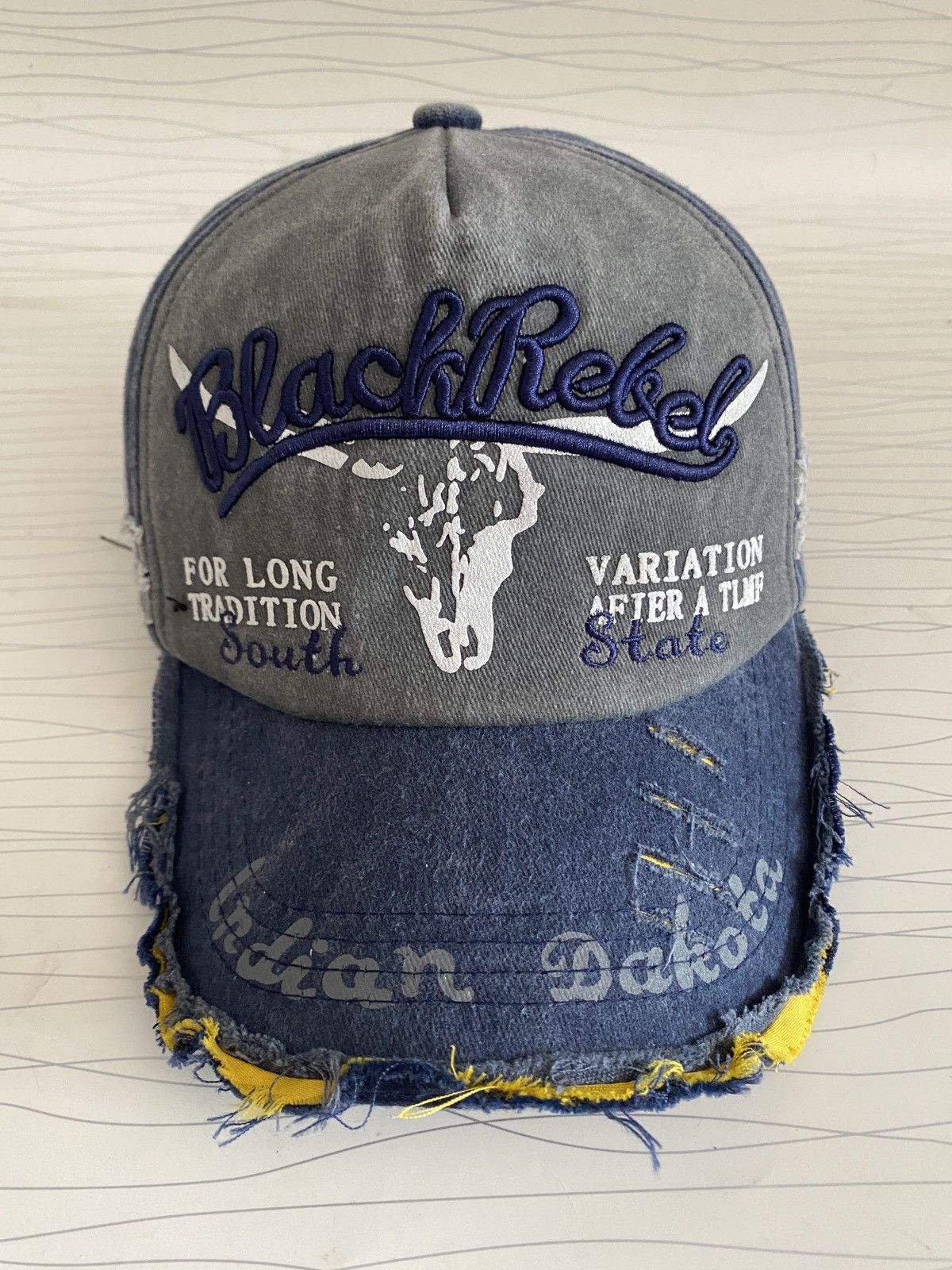 Other Black Rebel South State Indian Dakota Distressed TruckerHat Size ONE SIZE - 5 Thumbnail