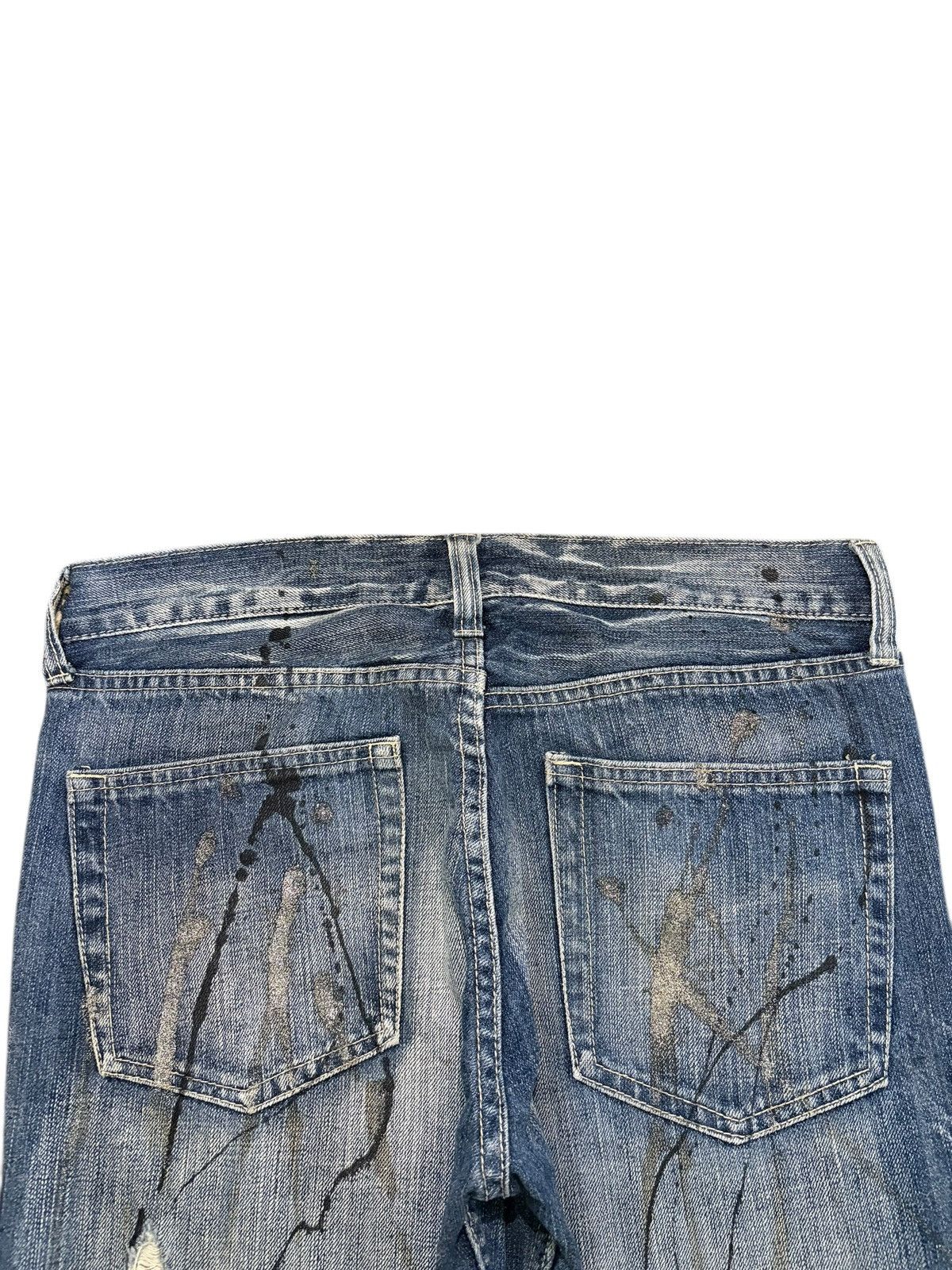 If Six Was Nine Vintage Japanese Brand Painted Distress Flare Jeans Size 31" - 4 Thumbnail