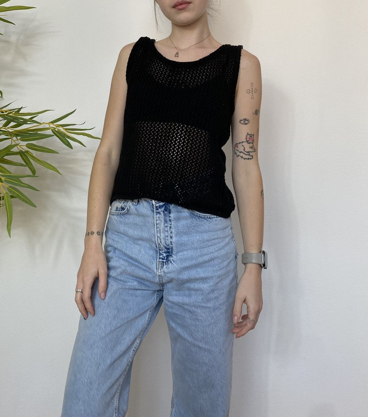 Vintage AVANT GARDE MESH KNITTED Y2K TANK TOP Size M / US 6-8 / IT 42-44 - 1 Thumbnail