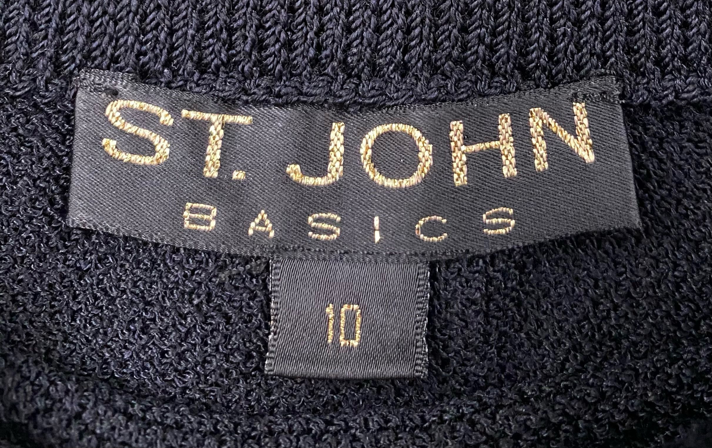 St. John St.John Basics Santana Black Wool Blend Pencil Knit Skirt 10 Size 33" - 4 Thumbnail