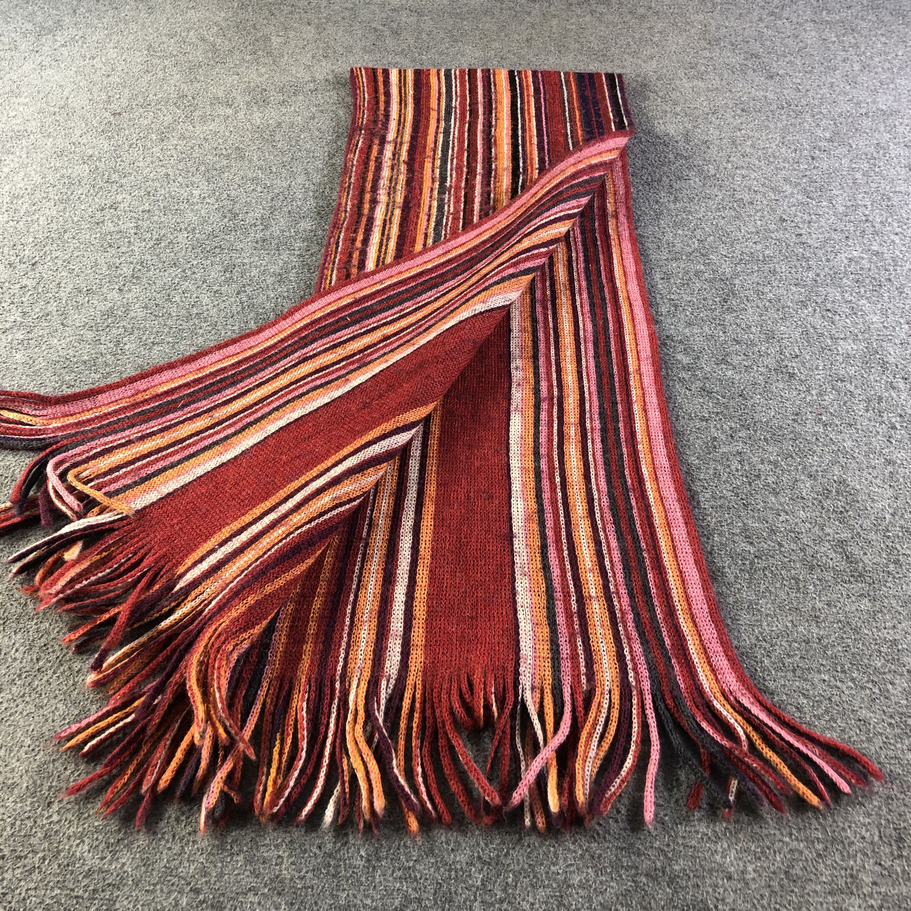 R.Newbold R.Newbold Striped Wool Scarf Muffler Neckwear V2791 Size ONE SIZE - 7 Thumbnail