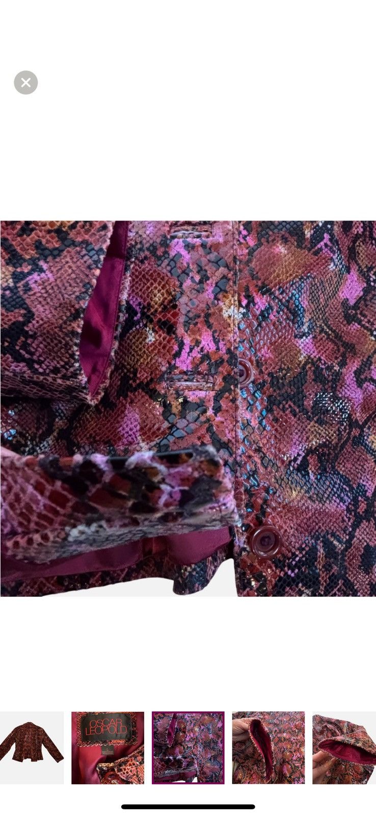Other VTG Brown Pink Black Python Leather Look Lambskin Jacket Size L / US 10 / IT 46 - 7 Thumbnail