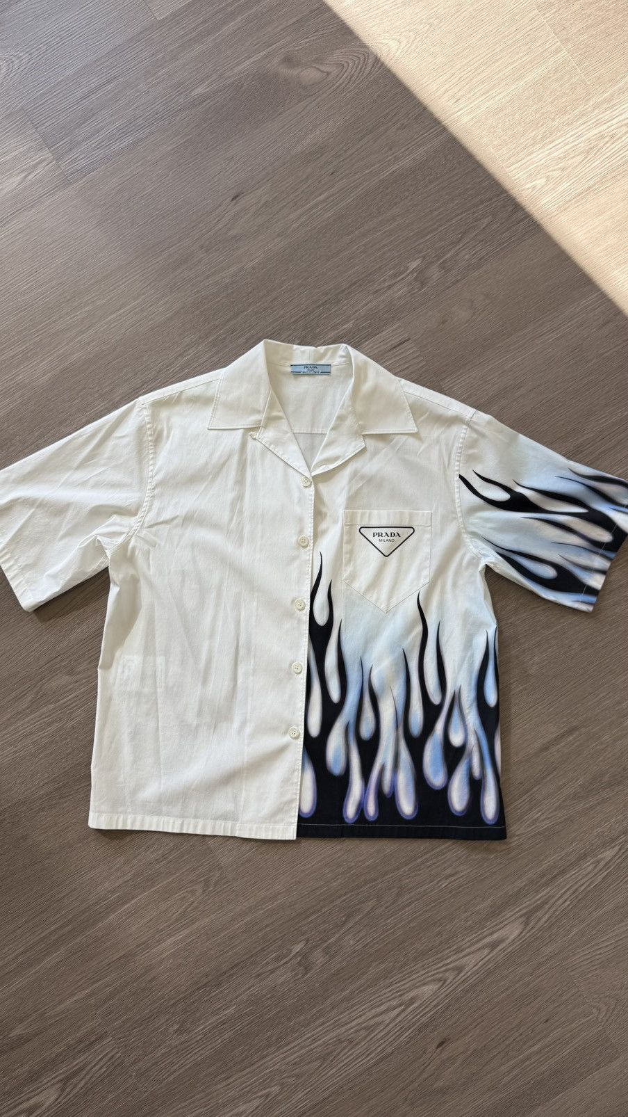 Prada Purple Flame Bowling Shirt